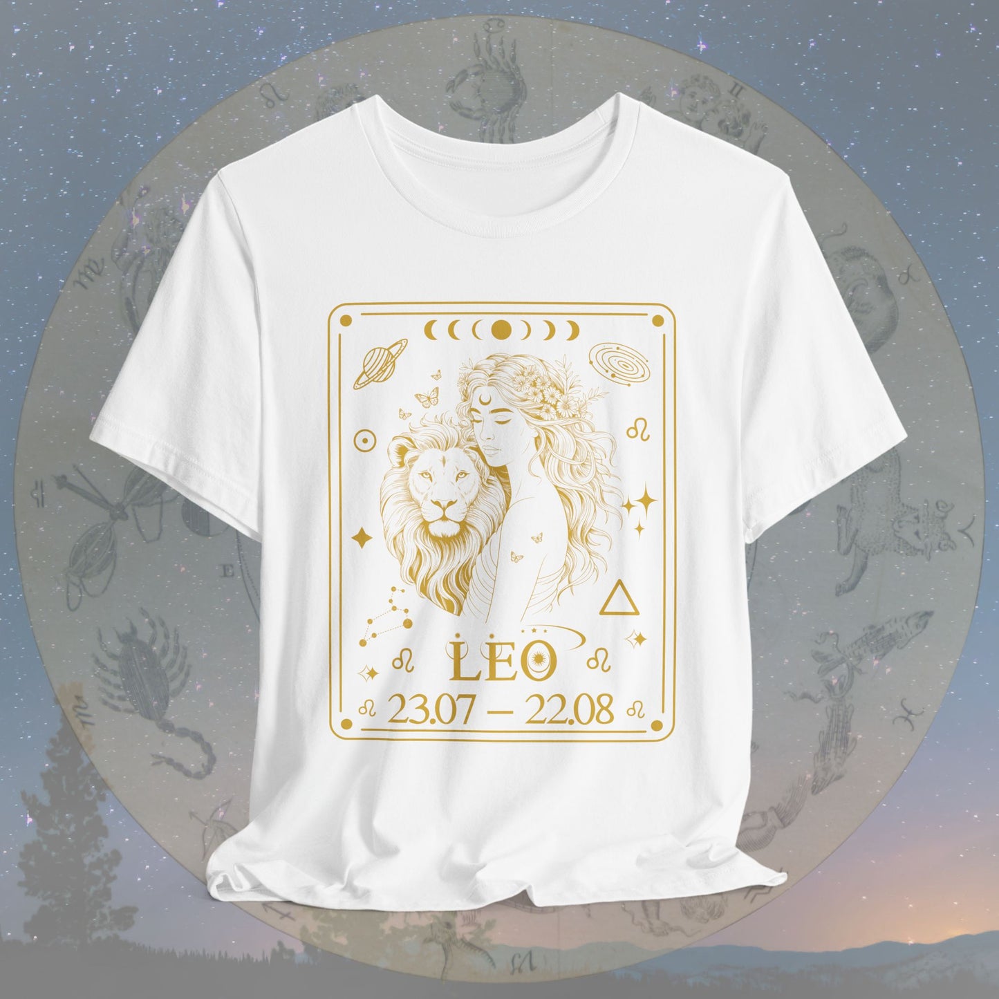 Leo Zodiac Sign Numeric Dates Tarot T-Shirt