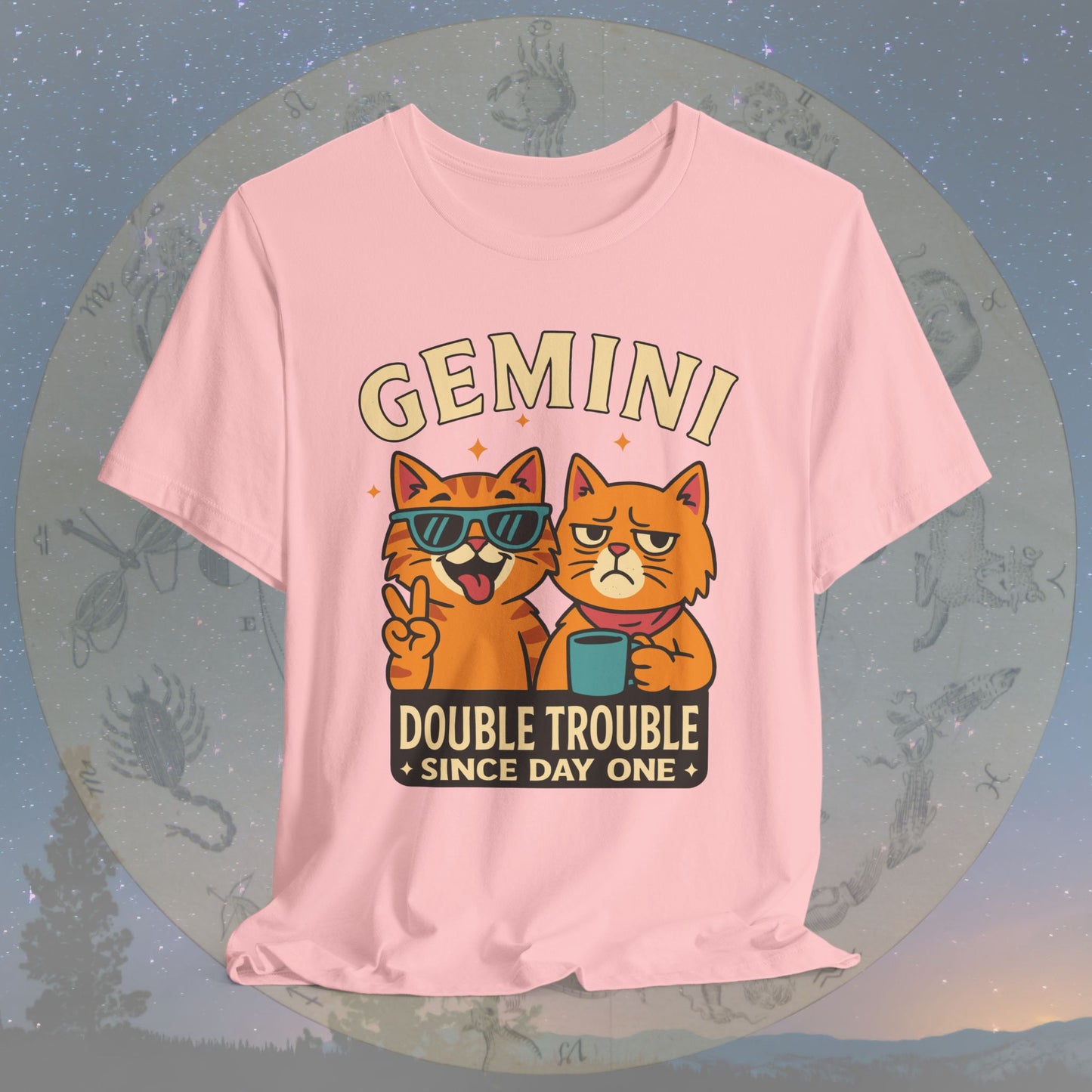 Funny Gemini Double Trouble Cat T-Shirt