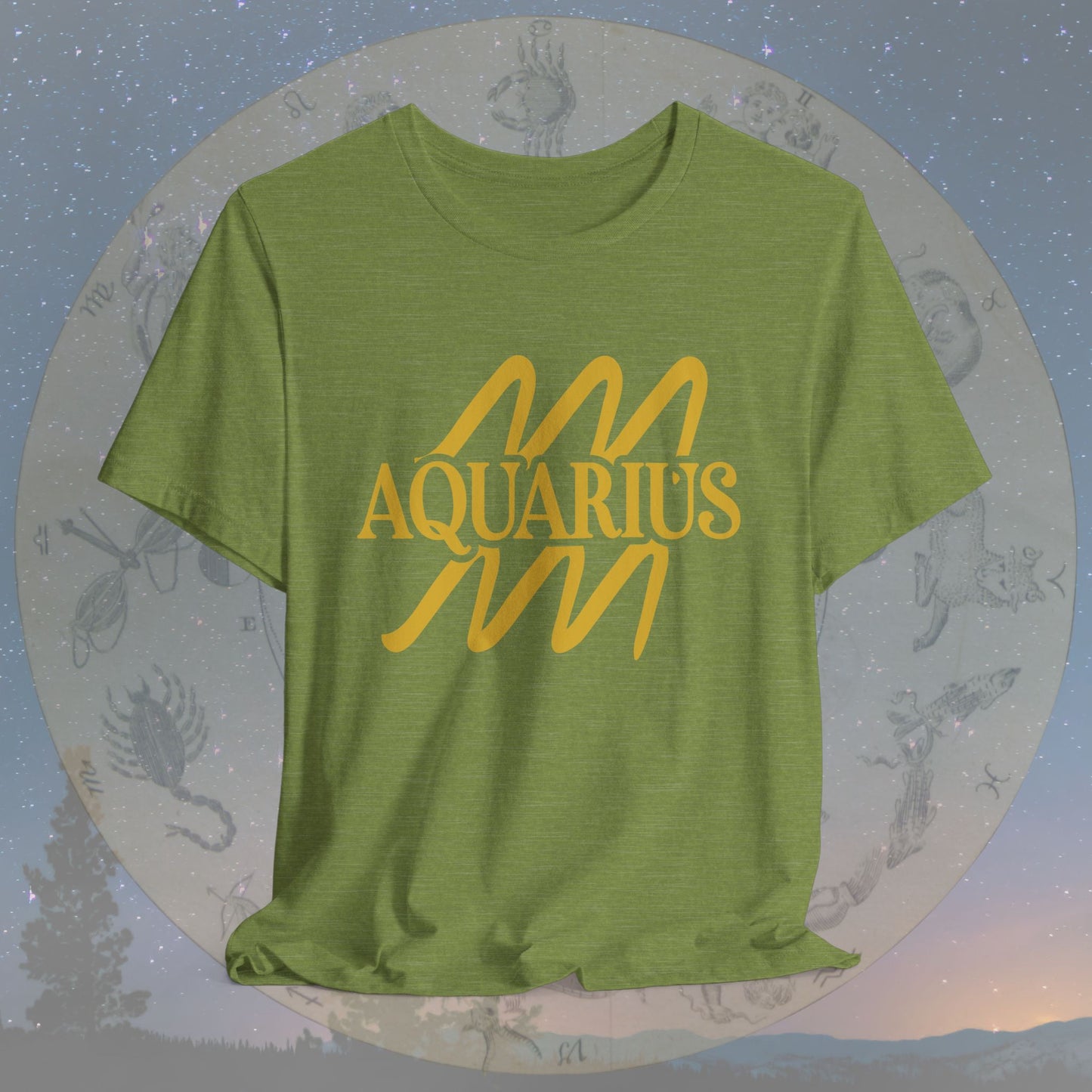 Aquarius Golden Zodiac Symbol T-Shirt