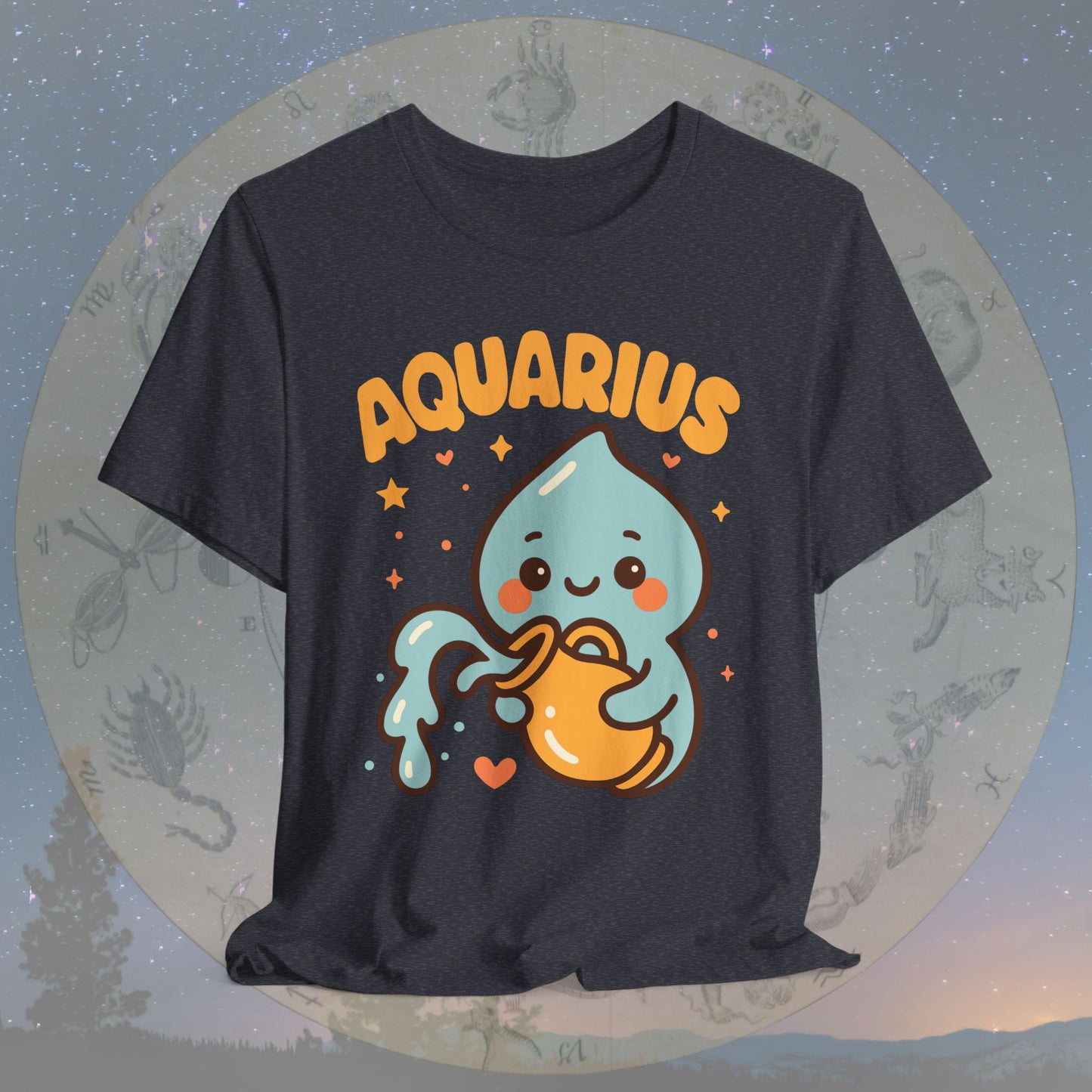 Cute Kawaii Aquarius Zodiac Sign T-Shirt