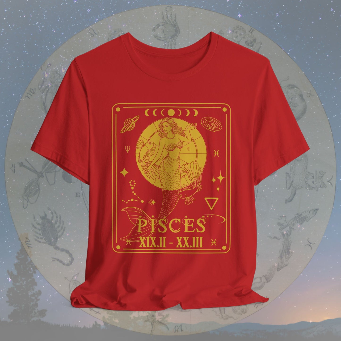 Pisces Zodiac Sign Roman Dates Tarot T-Shirt