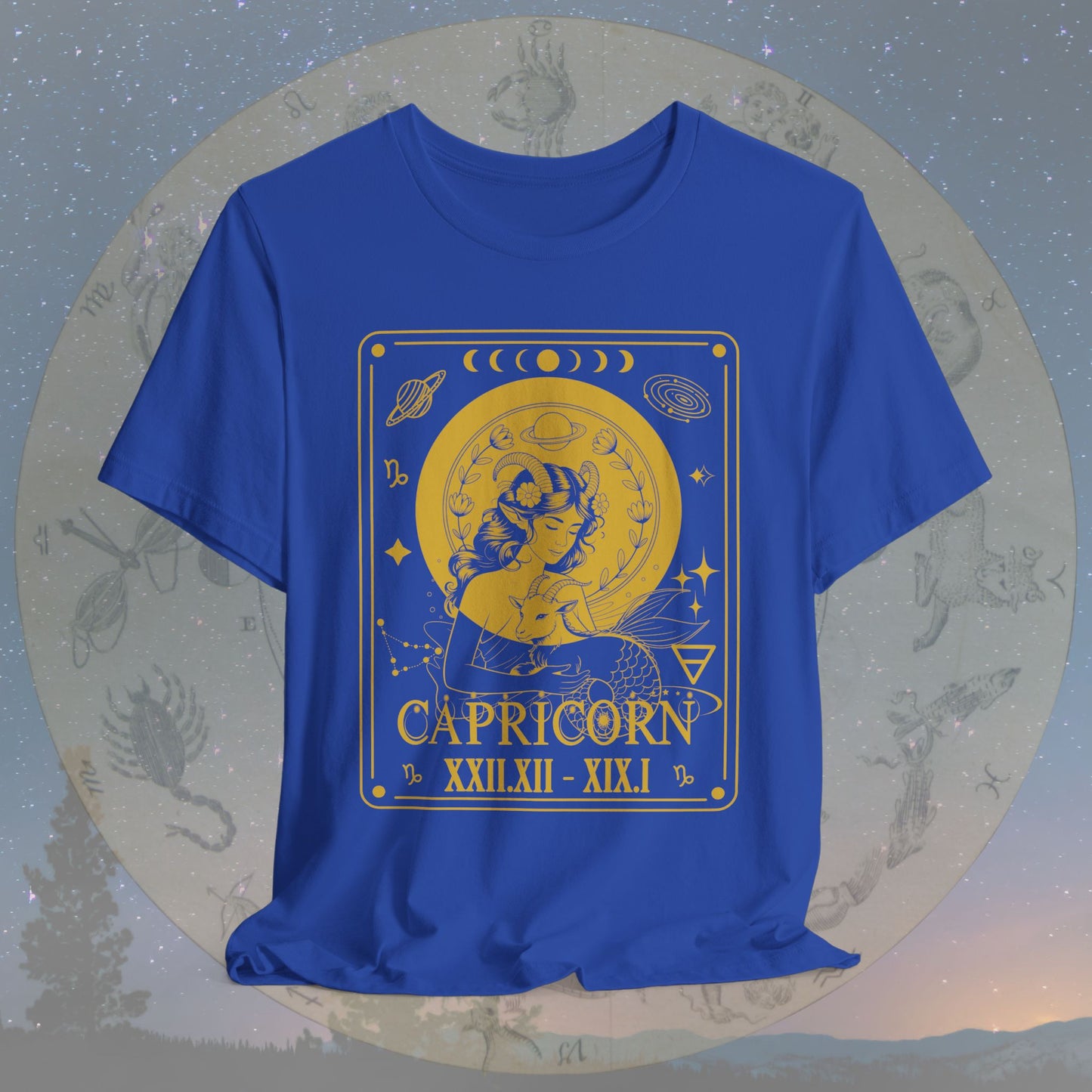 Capricorn Zodiac Sign Roman Dates Tarot T-Shirt