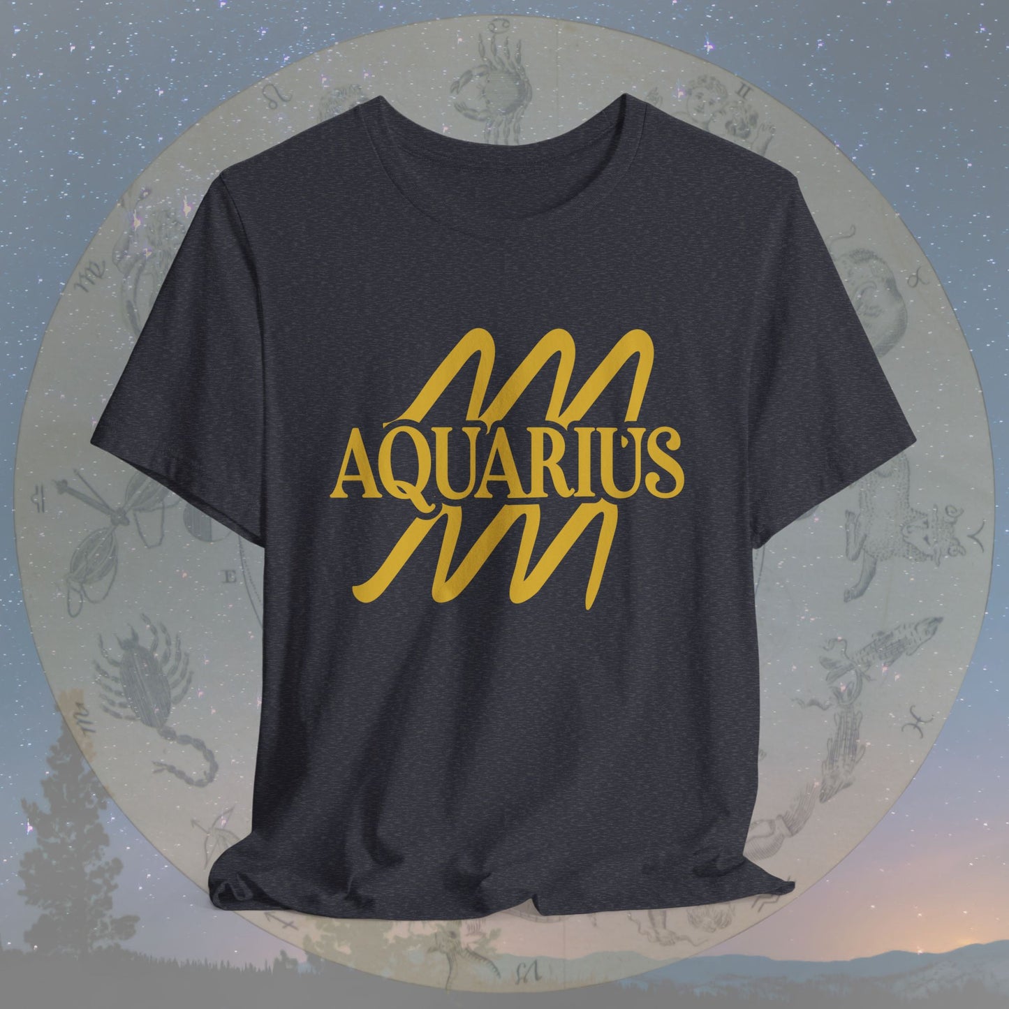 Aquarius Golden Zodiac Symbol T-Shirt