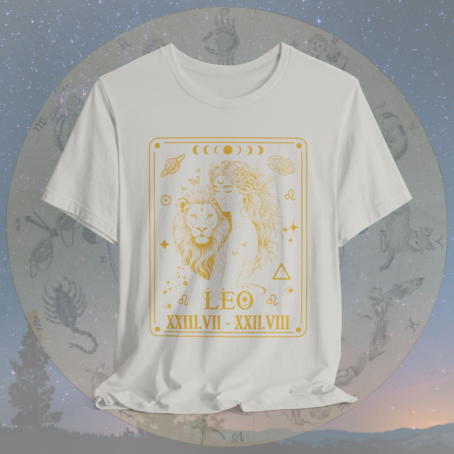 Leo Zodiac Sign Roman Dates Tarot T-Shirt