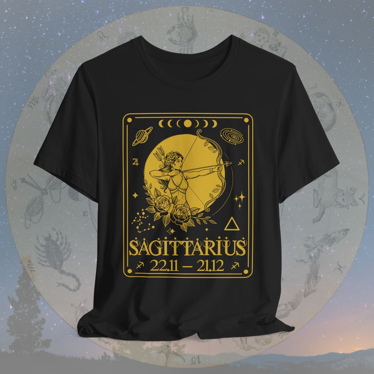 Sagittarius Zodiac Sign Numeric Dates Tarot T-Shirt