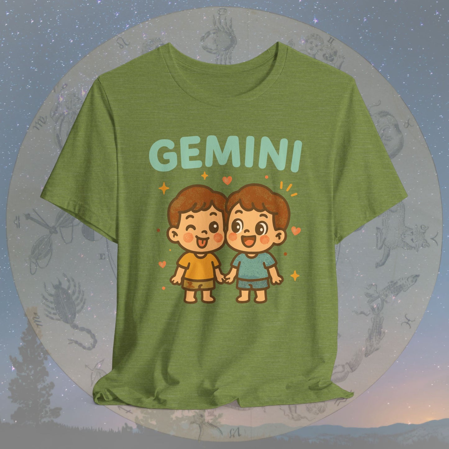 Kawaii Playful Gemini Zodiac Sign T-Shirt