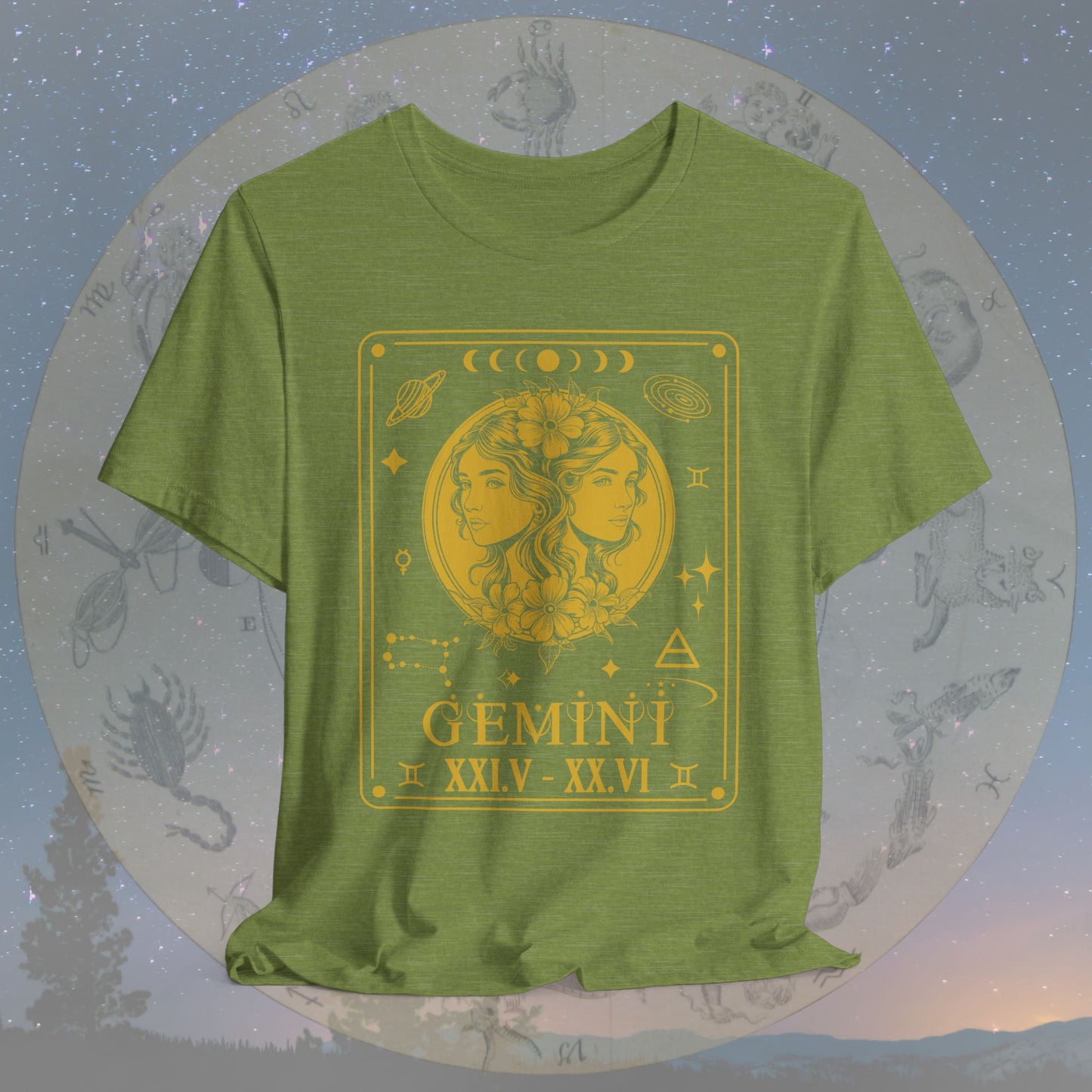 Gemini Zodiac Sign Roman Dates Tarot T-Shirt