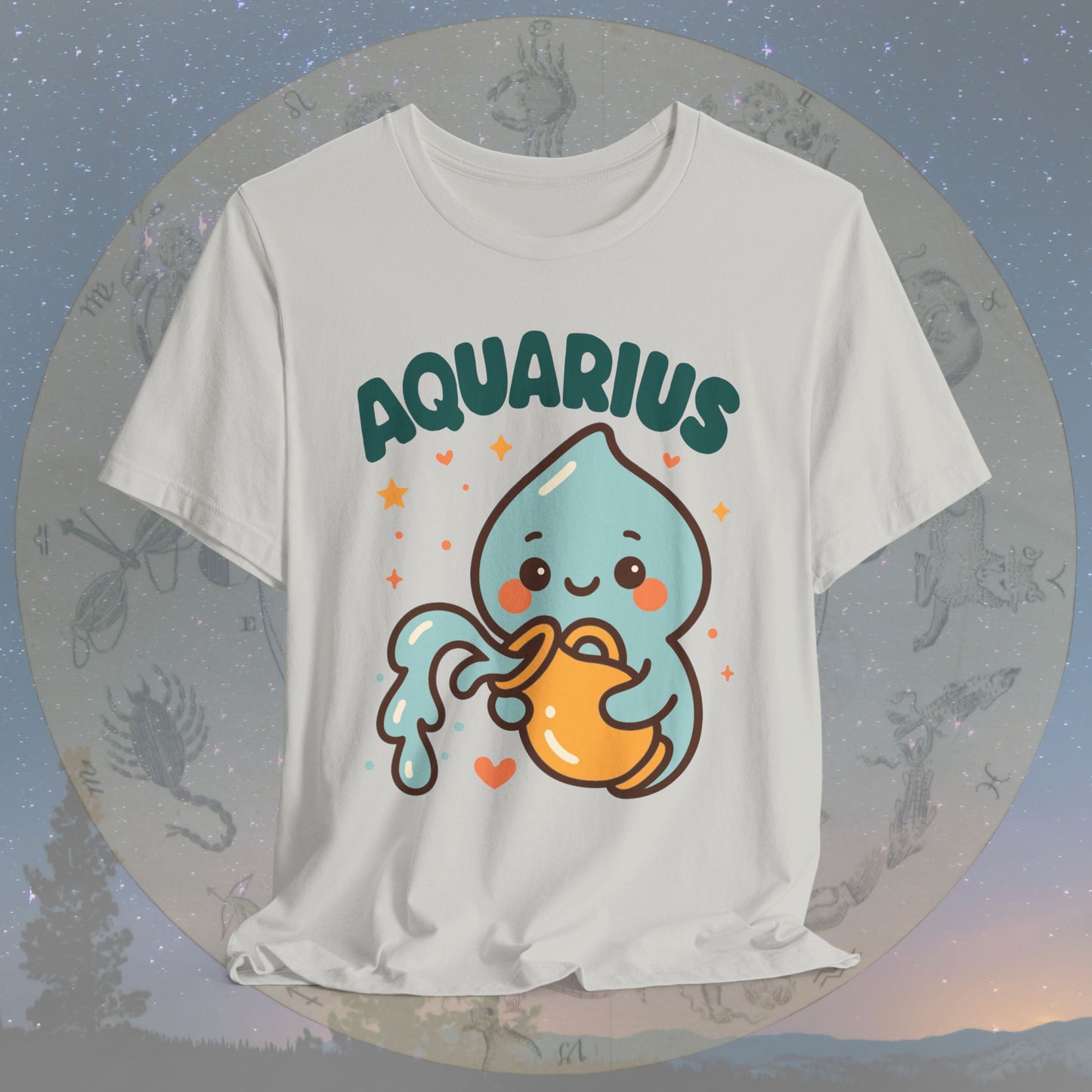 Cute Kawaii Aquarius Zodiac Sign T-Shirt