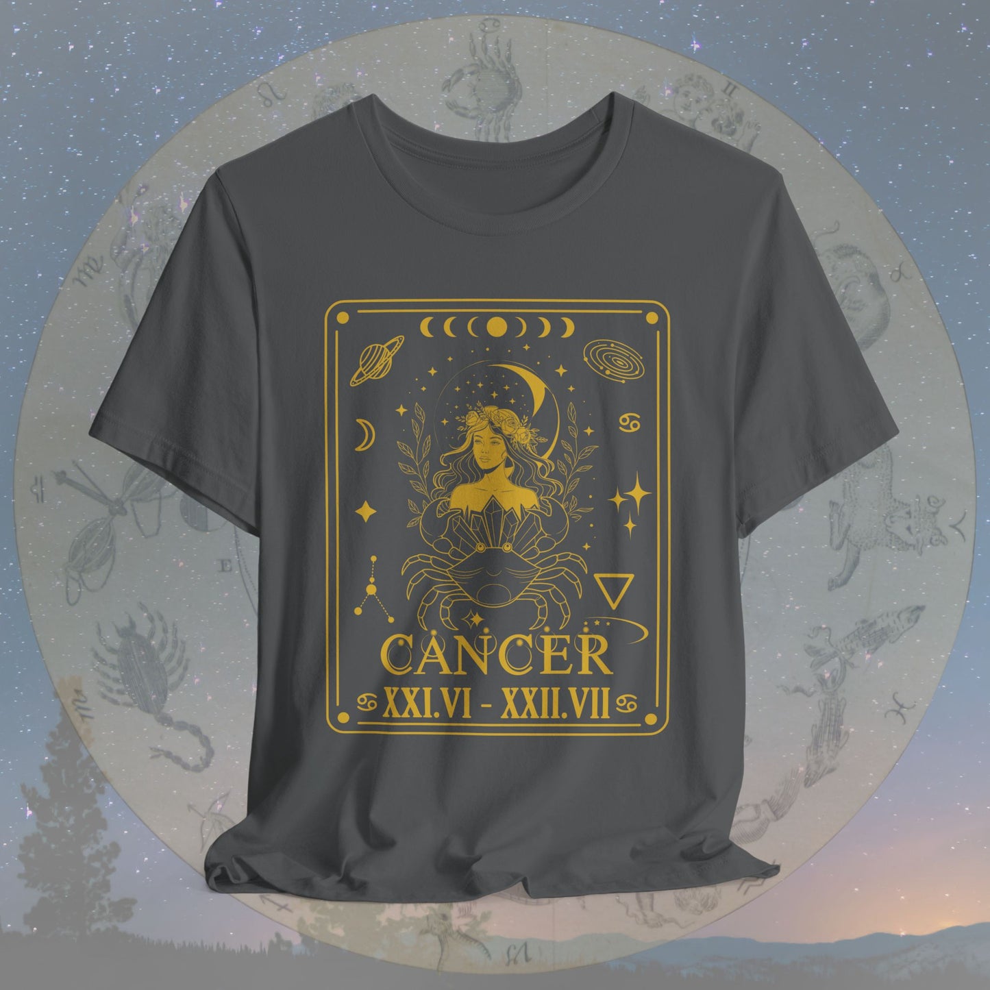 Cancer Zodiac Sign Roman Dates Tarot T-Shirt
