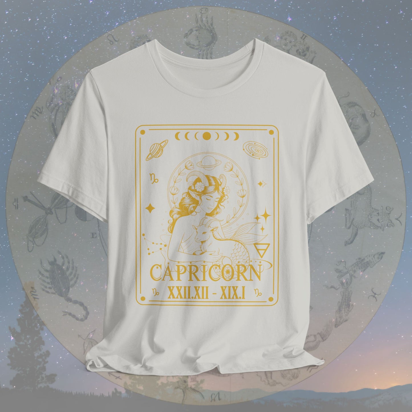 Capricorn Zodiac Sign Roman Dates Tarot T-Shirt