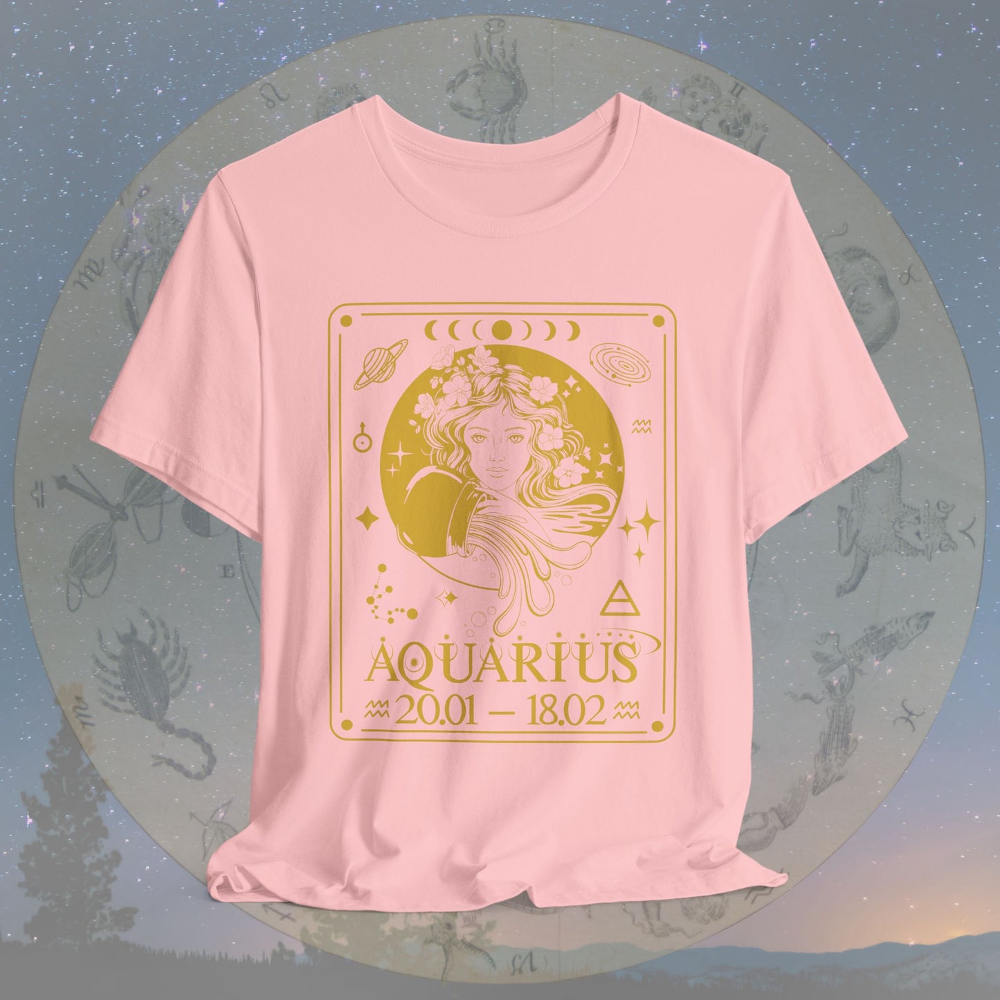 Aquarius Zodiac Sign Numeric Dates Tarot T-Shirt