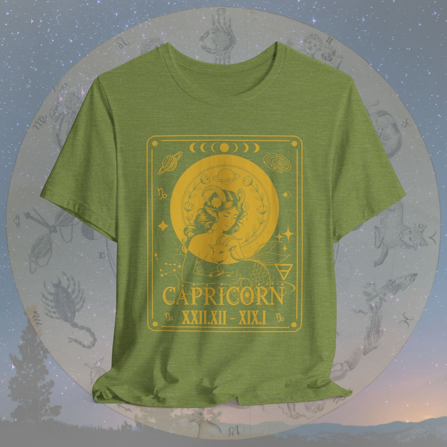 Capricorn Zodiac Sign Roman Dates Tarot T-Shirt