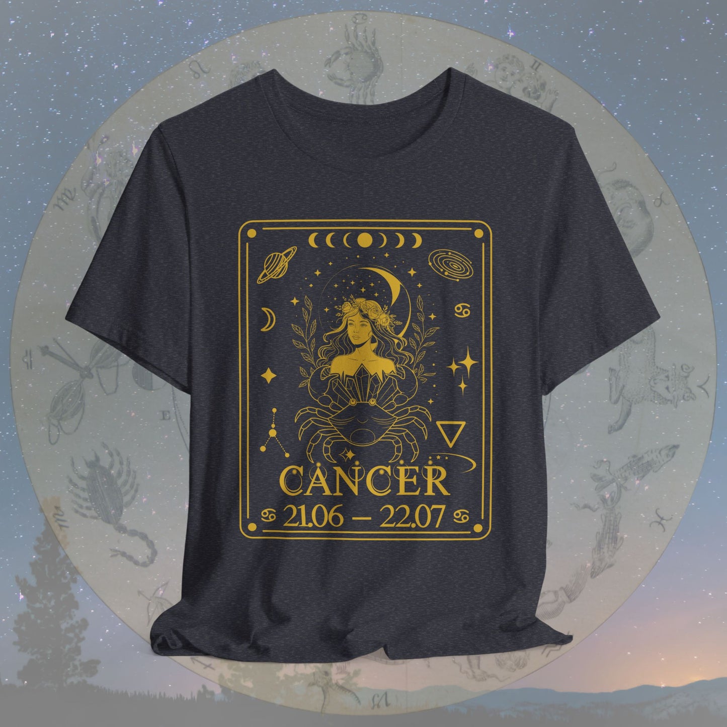 Cancer Zodiac Sign Numeric Dates Tarot T-Shirt