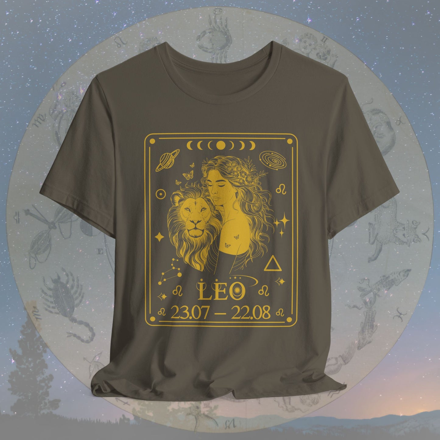 Leo Zodiac Sign Numeric Dates Tarot T-Shirt