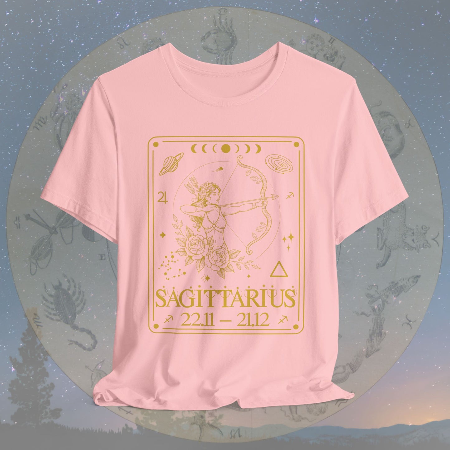 Sagittarius Zodiac Sign Numeric Dates Tarot T-Shirt