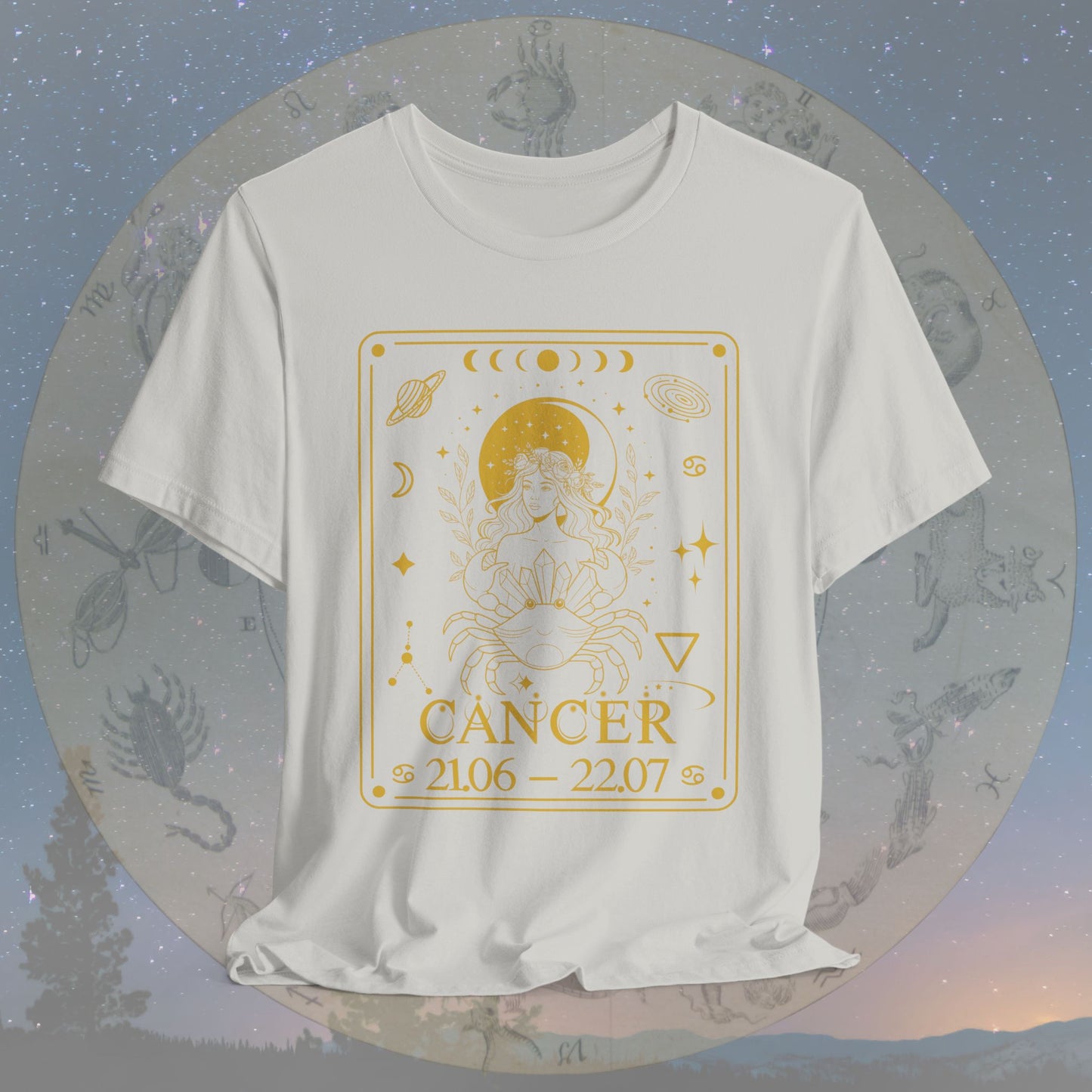Cancer Zodiac Sign Numeric Dates Tarot T-Shirt