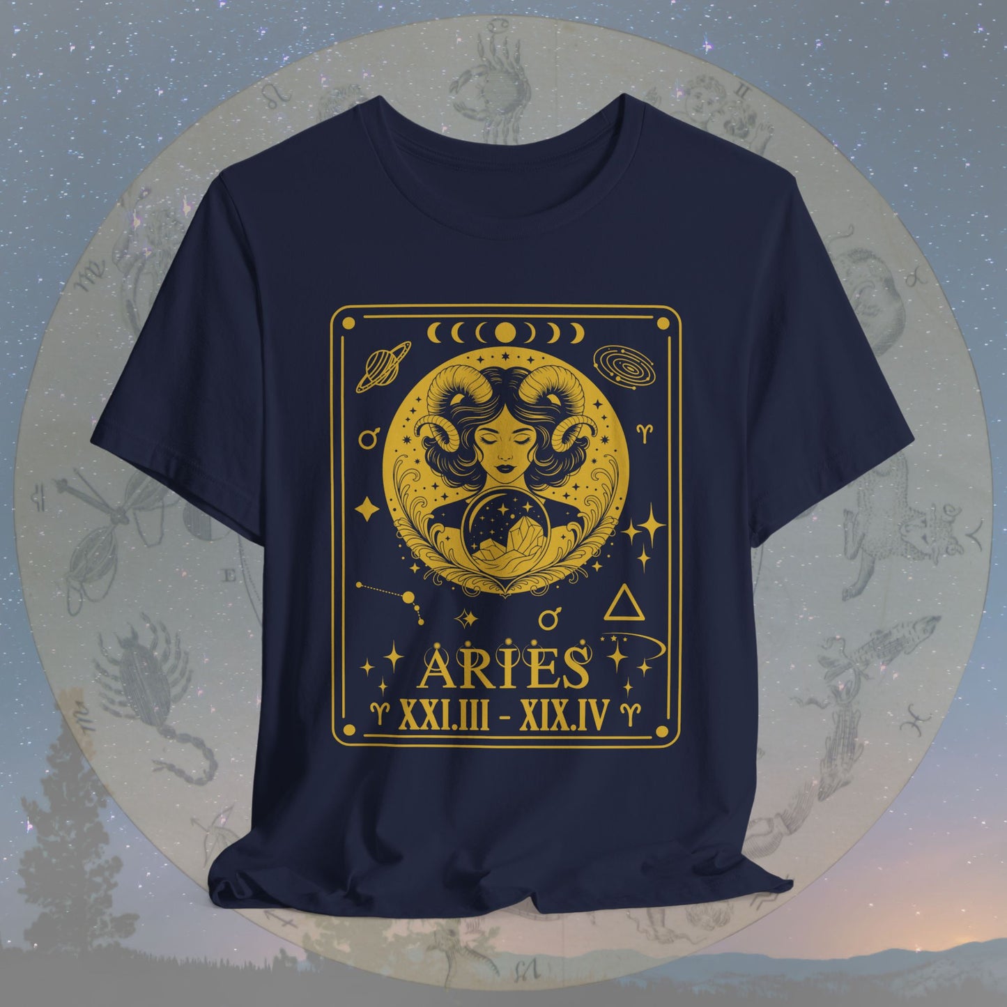 Aries Zodiac Sign Roman Dates Tarot T-Shirt