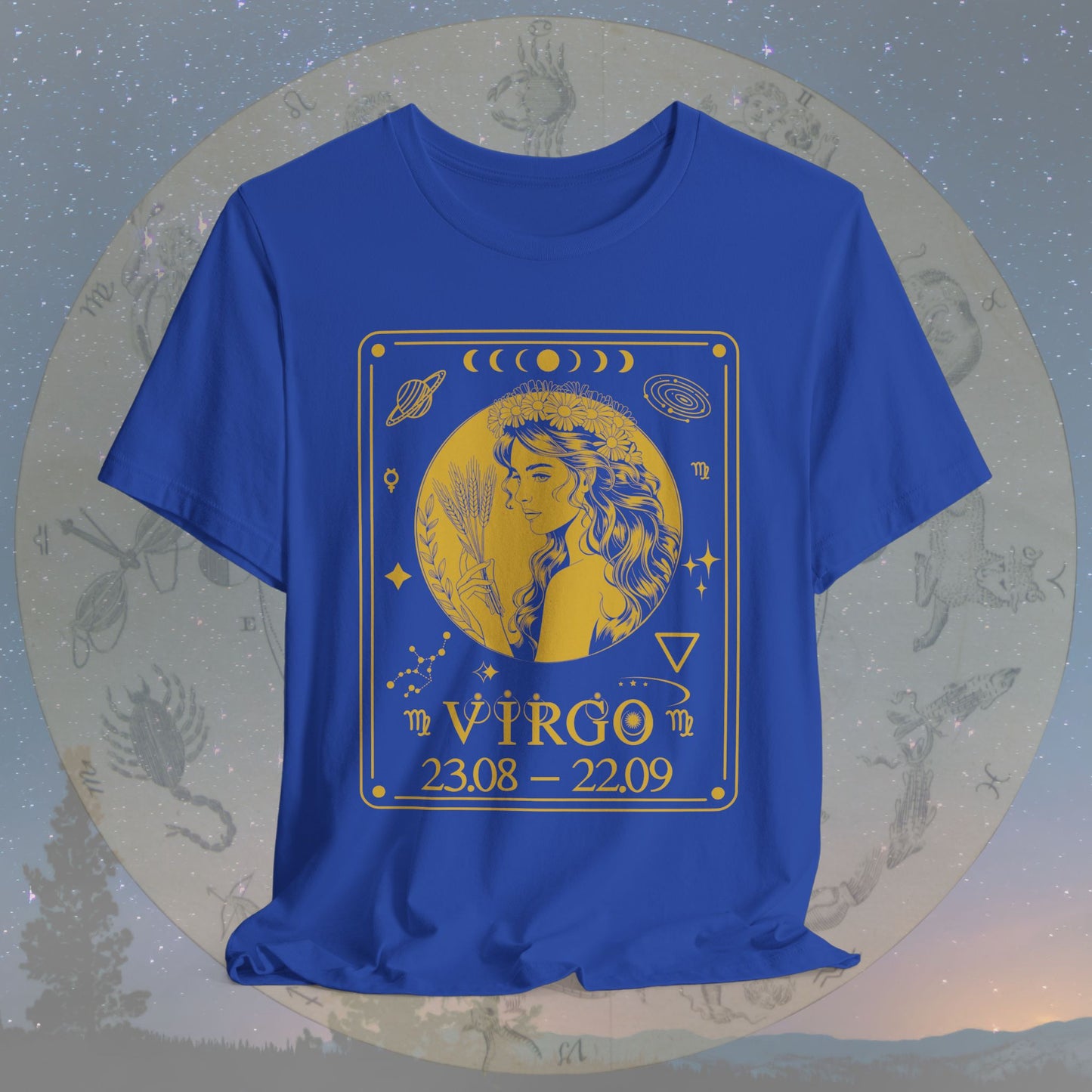 Virgo Zodiac Sign Numeric Dates Tarot T-Shirt