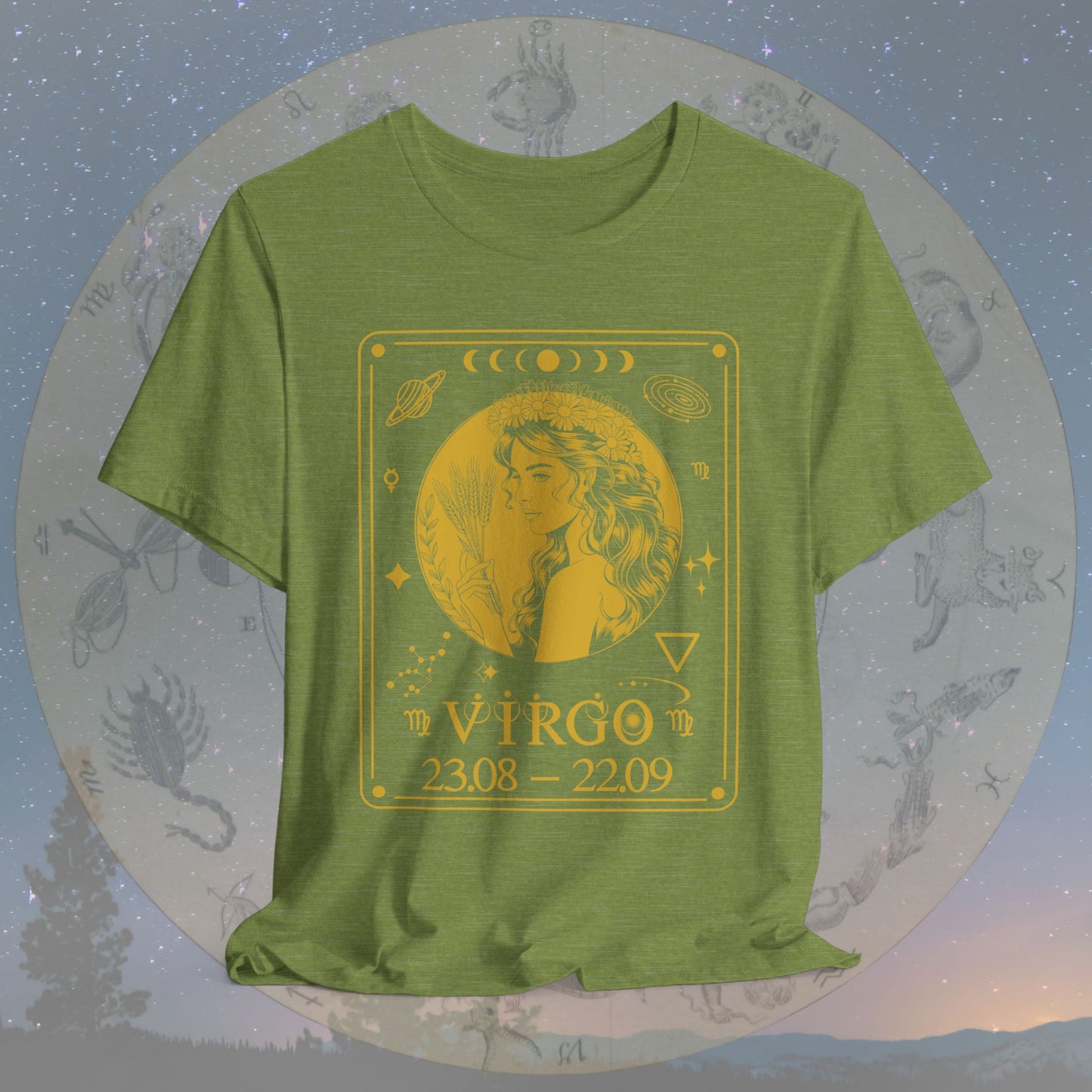 Virgo Zodiac Sign Numeric Dates Tarot T-Shirt
