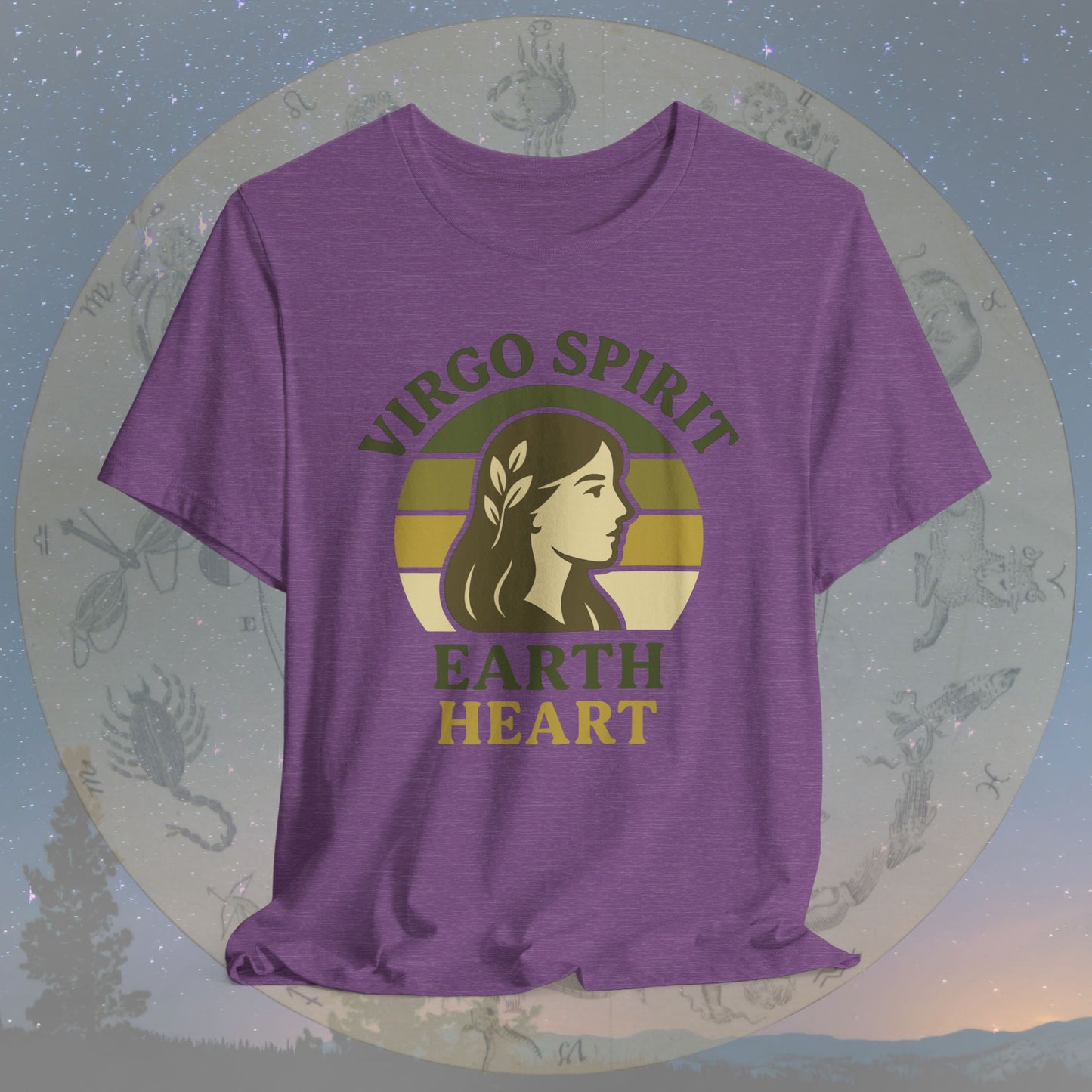 Retro Sunset Earth Heart Virgo Spirit T-Shirt