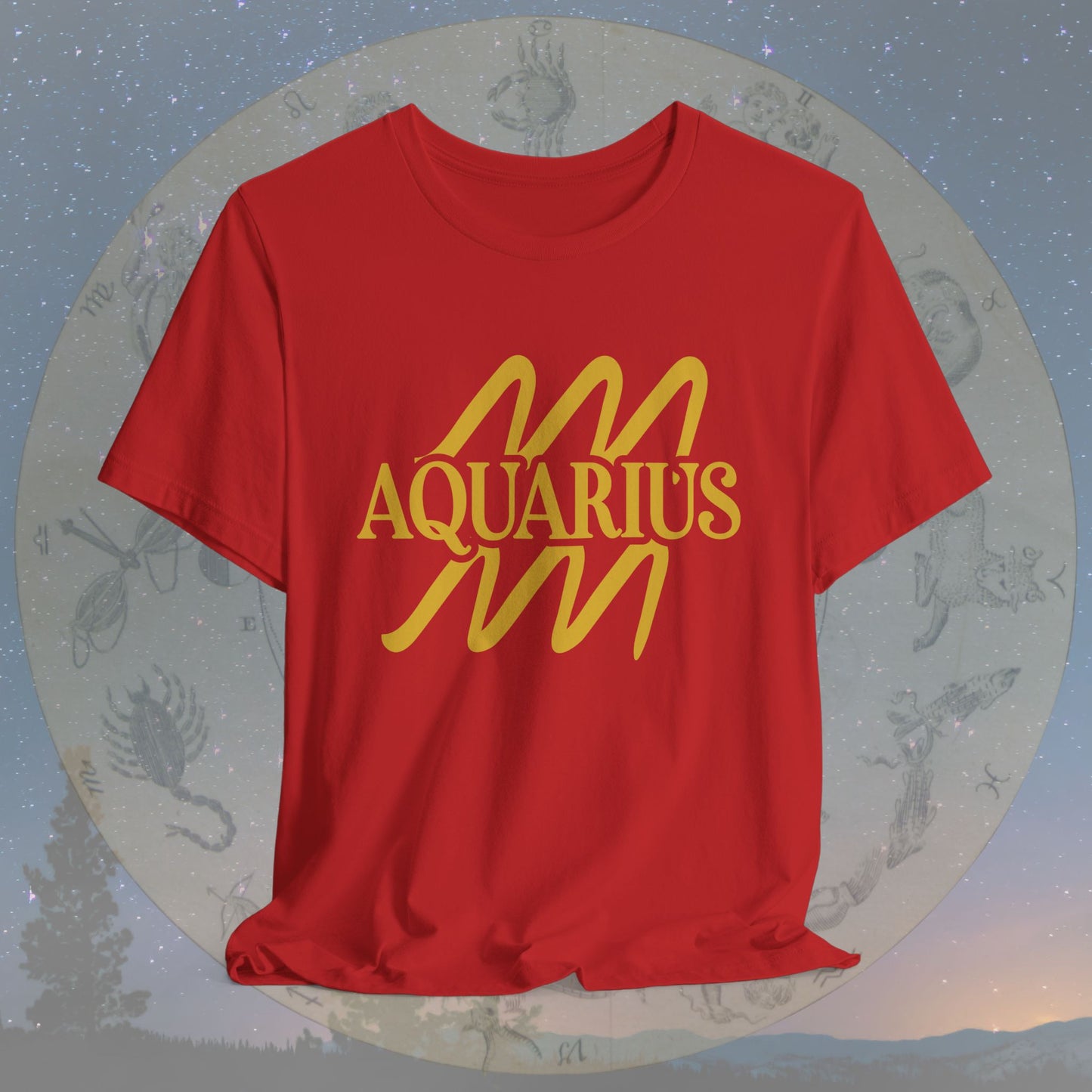 Aquarius Golden Zodiac Symbol T-Shirt