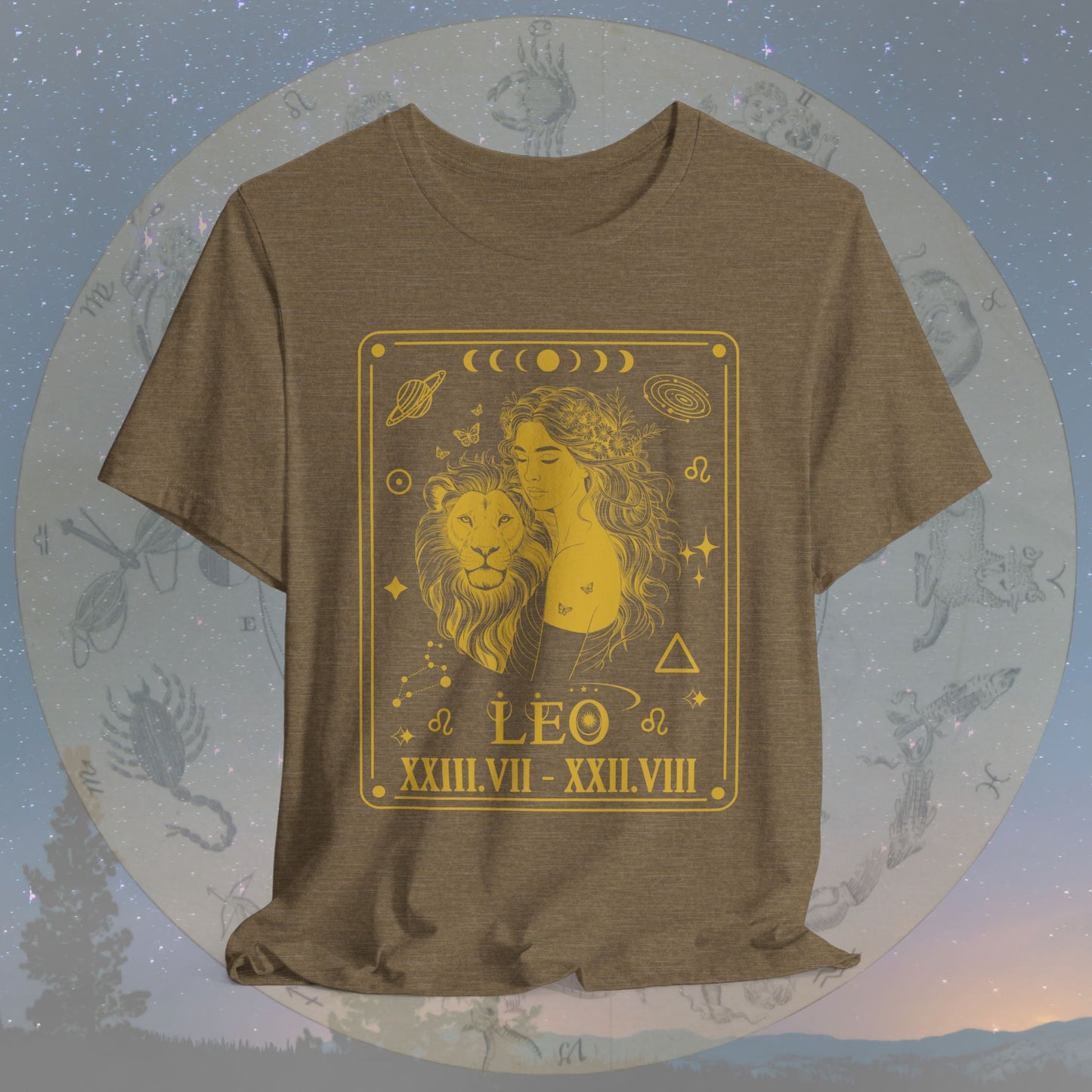 Leo Zodiac Sign Roman Dates Tarot T-Shirt