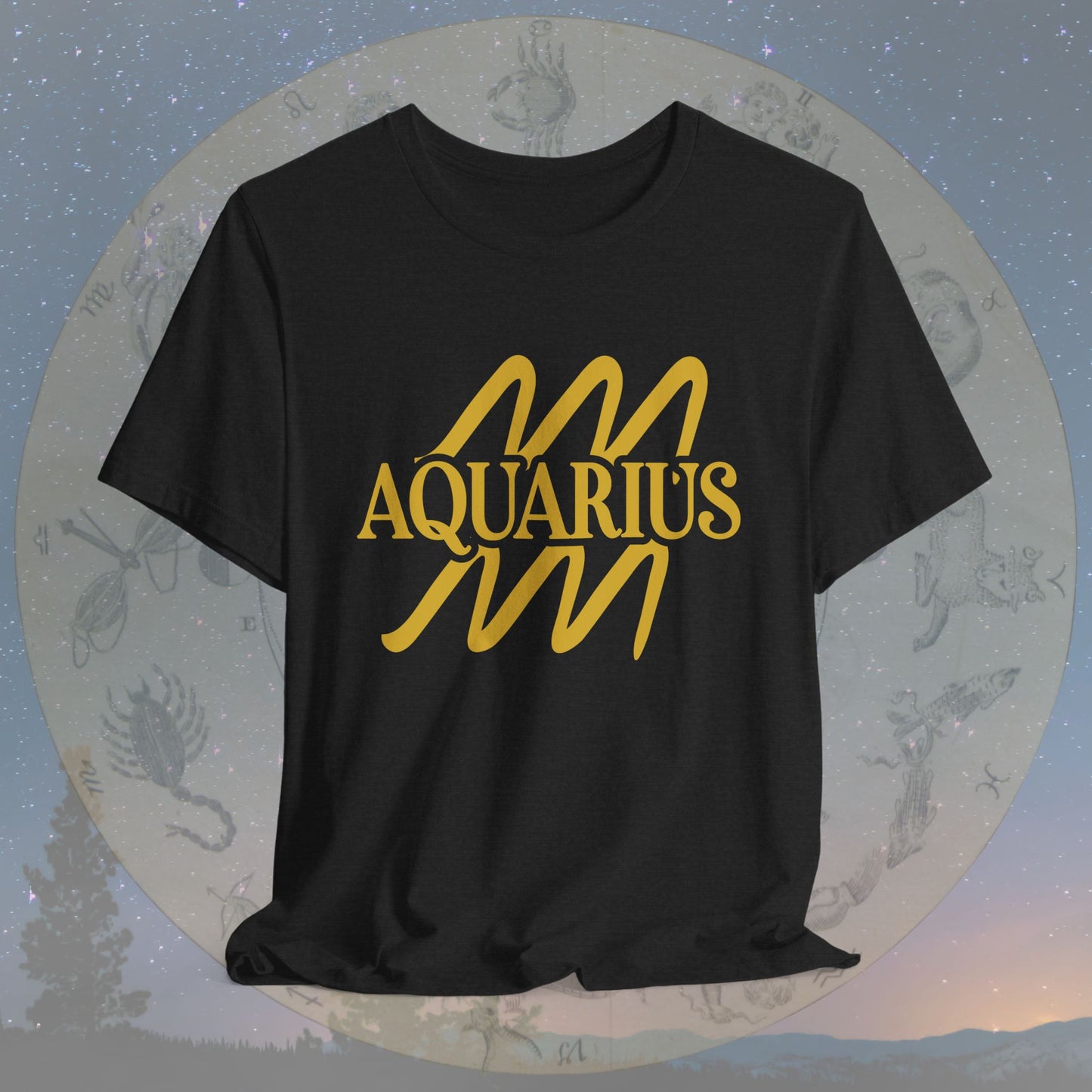Aquarius Golden Zodiac Symbol T-Shirt
