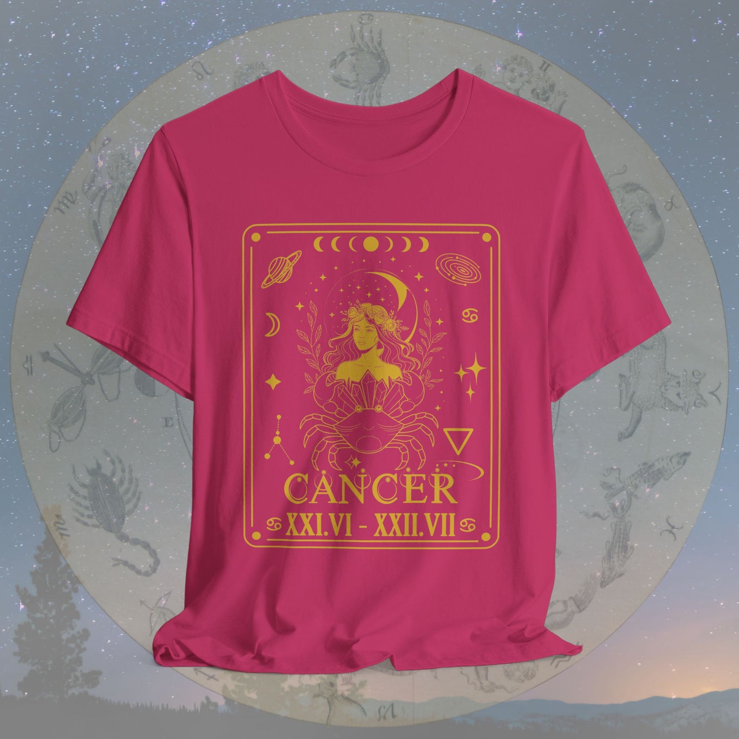 Cancer Zodiac Sign Roman Dates Tarot T-Shirt