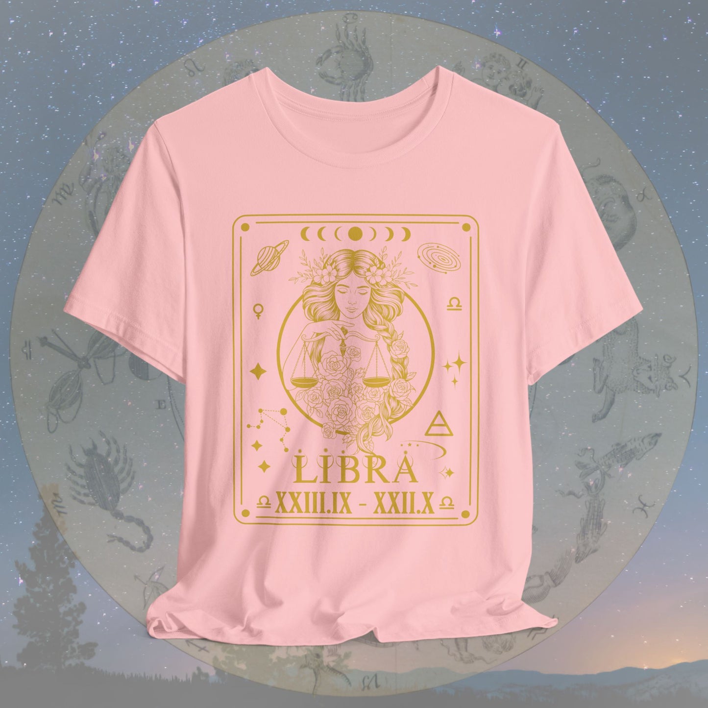 Libra Zodiac Sign Roman Dates Tarot T-Shirt