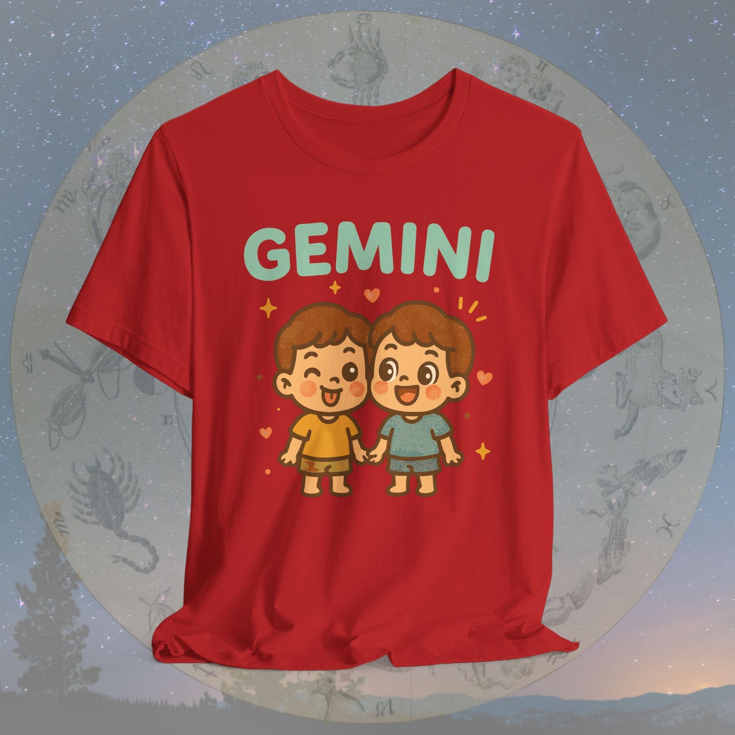 Kawaii Playful Gemini Zodiac Sign T-Shirt