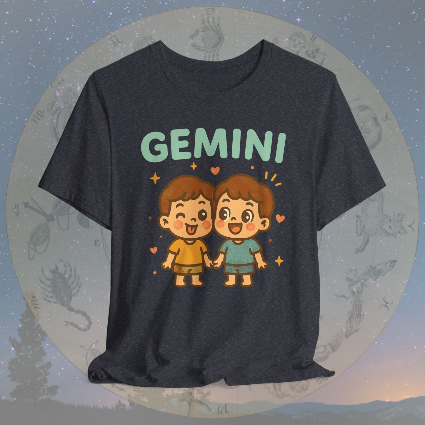 Kawaii Playful Gemini Zodiac Sign T-Shirt
