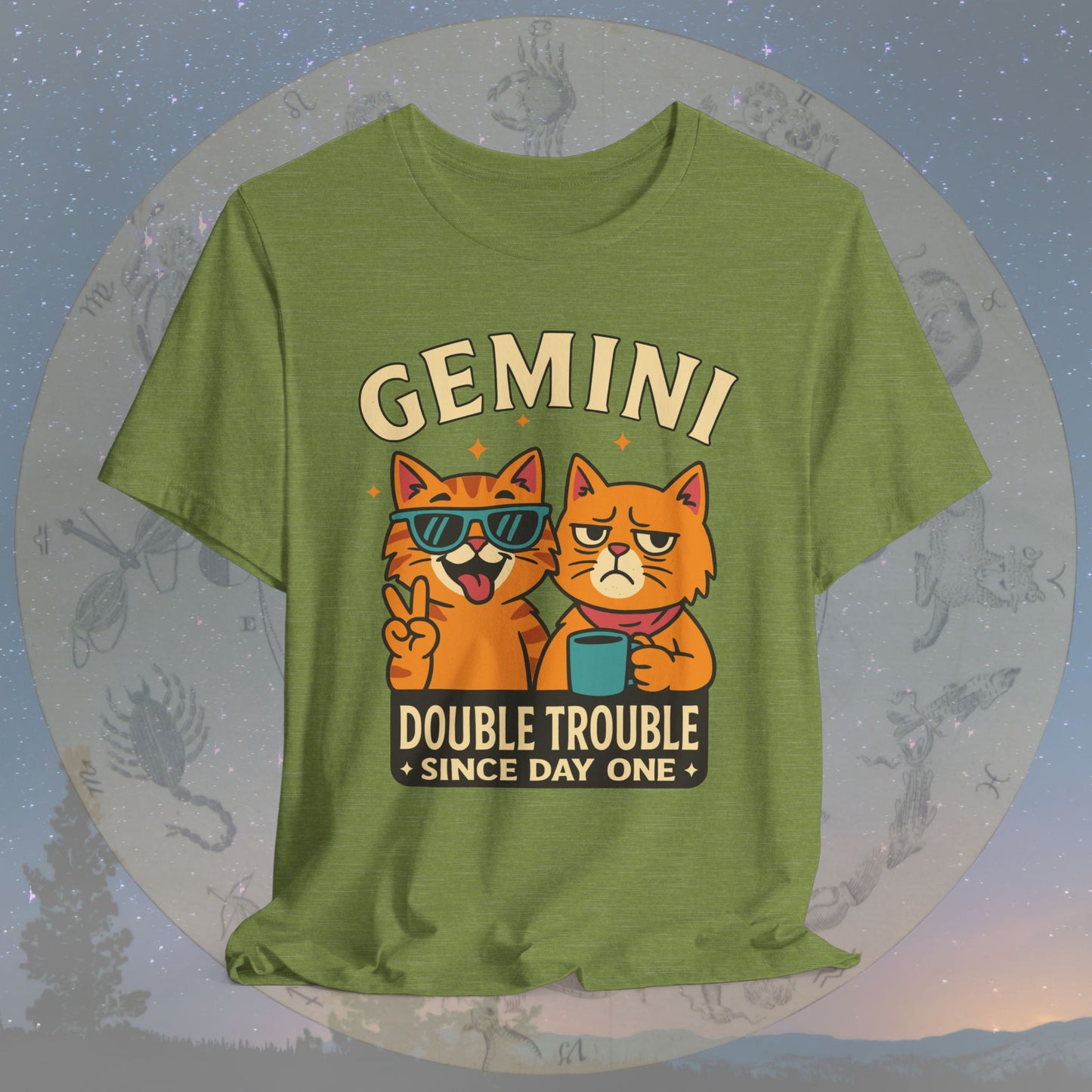 Funny Gemini Double Trouble Cat T-Shirt
