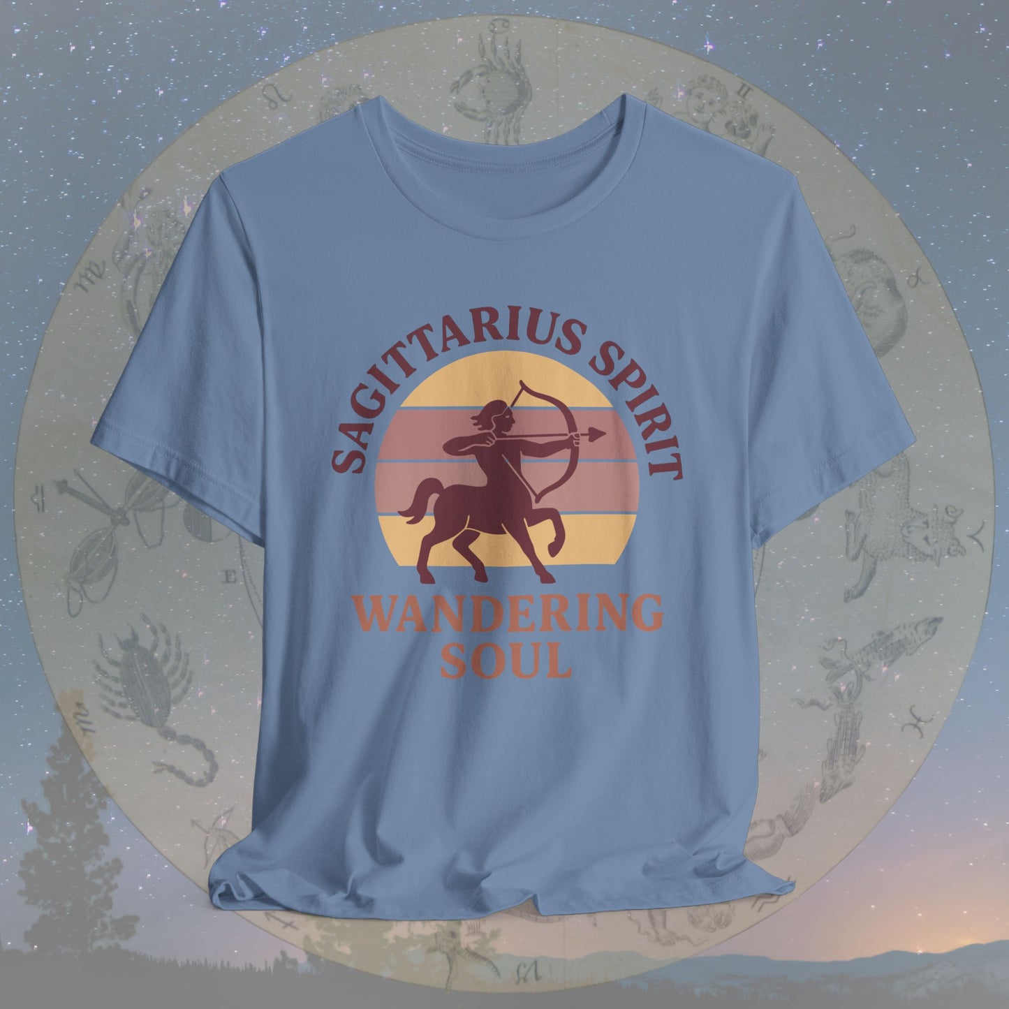 Retro Sunset Wandering Sagittarius Spirit T-Shirt