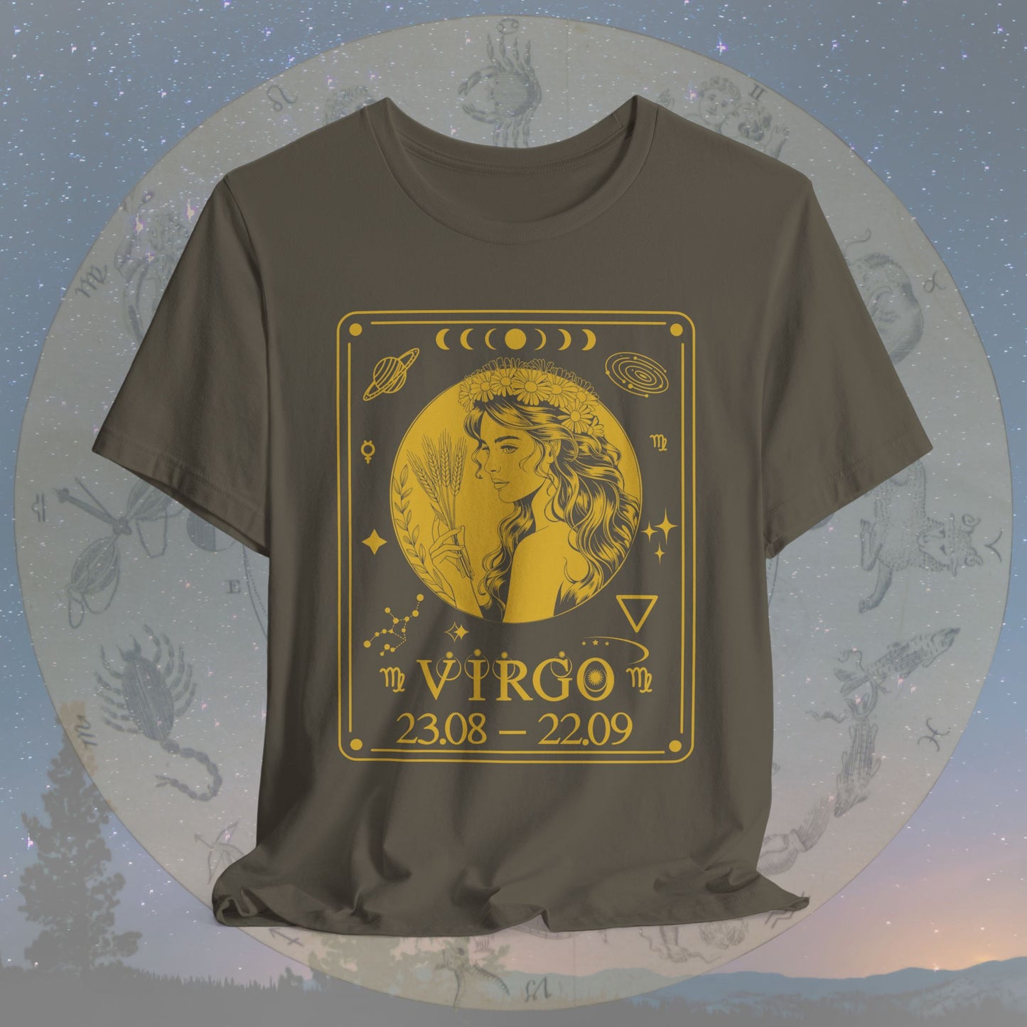 Virgo Zodiac Sign Numeric Dates Tarot T-Shirt