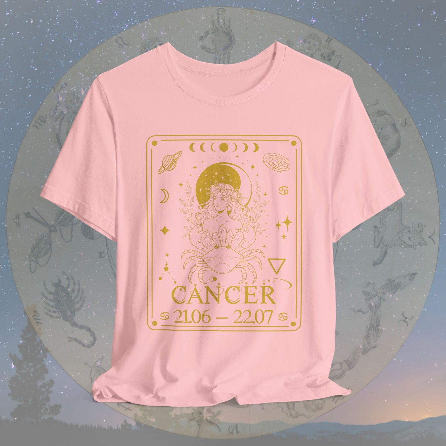 Cancer Zodiac Sign Numeric Dates Tarot T-Shirt
