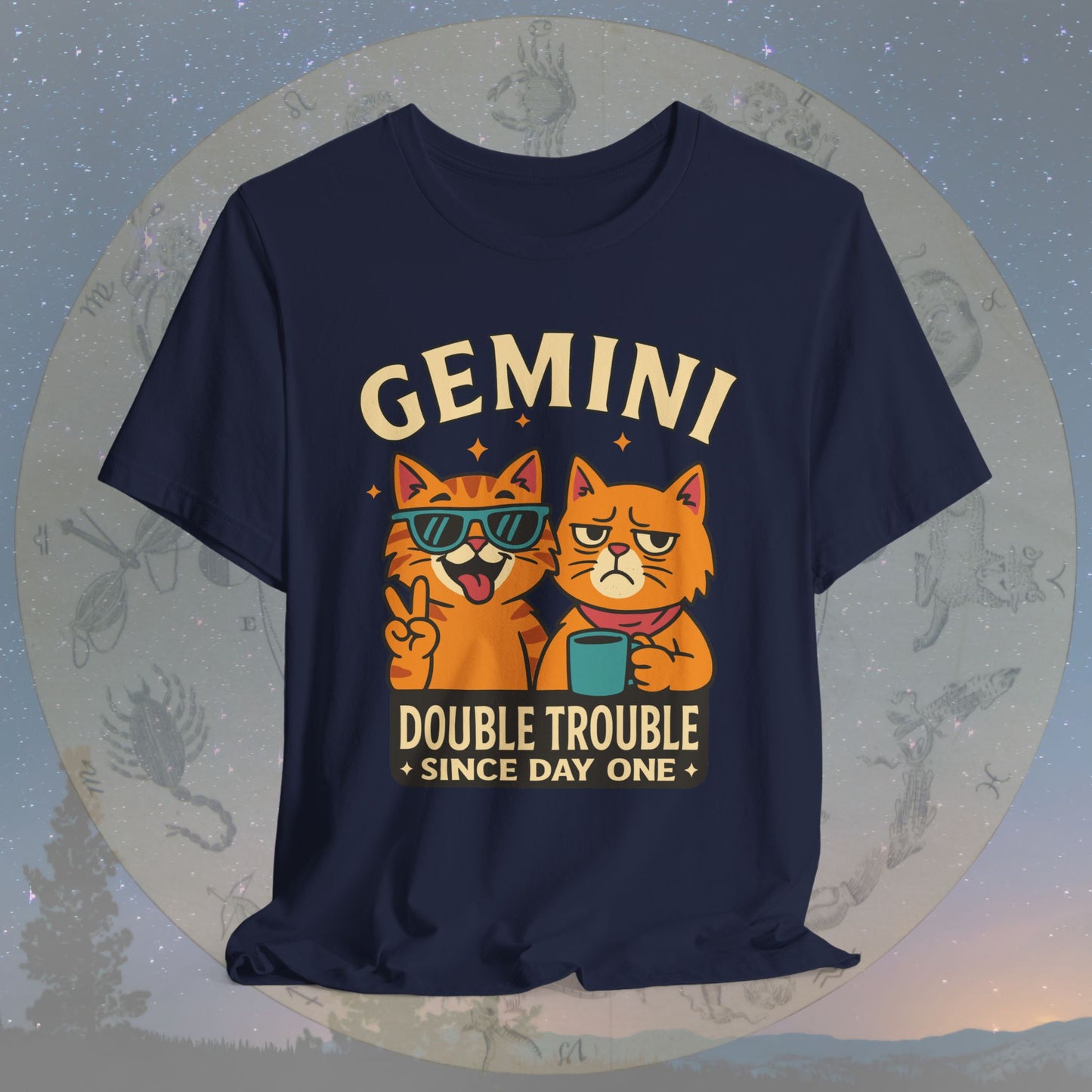 Funny Gemini Double Trouble Cat T-Shirt