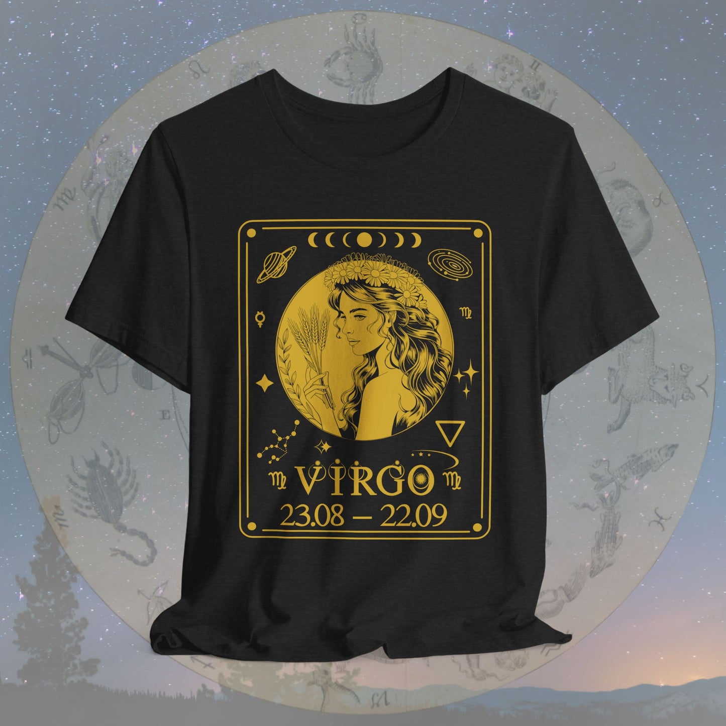 Virgo Zodiac Sign Numeric Dates Tarot T-Shirt