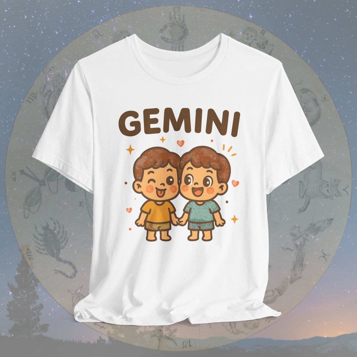Kawaii Playful Gemini Zodiac Sign T-Shirt