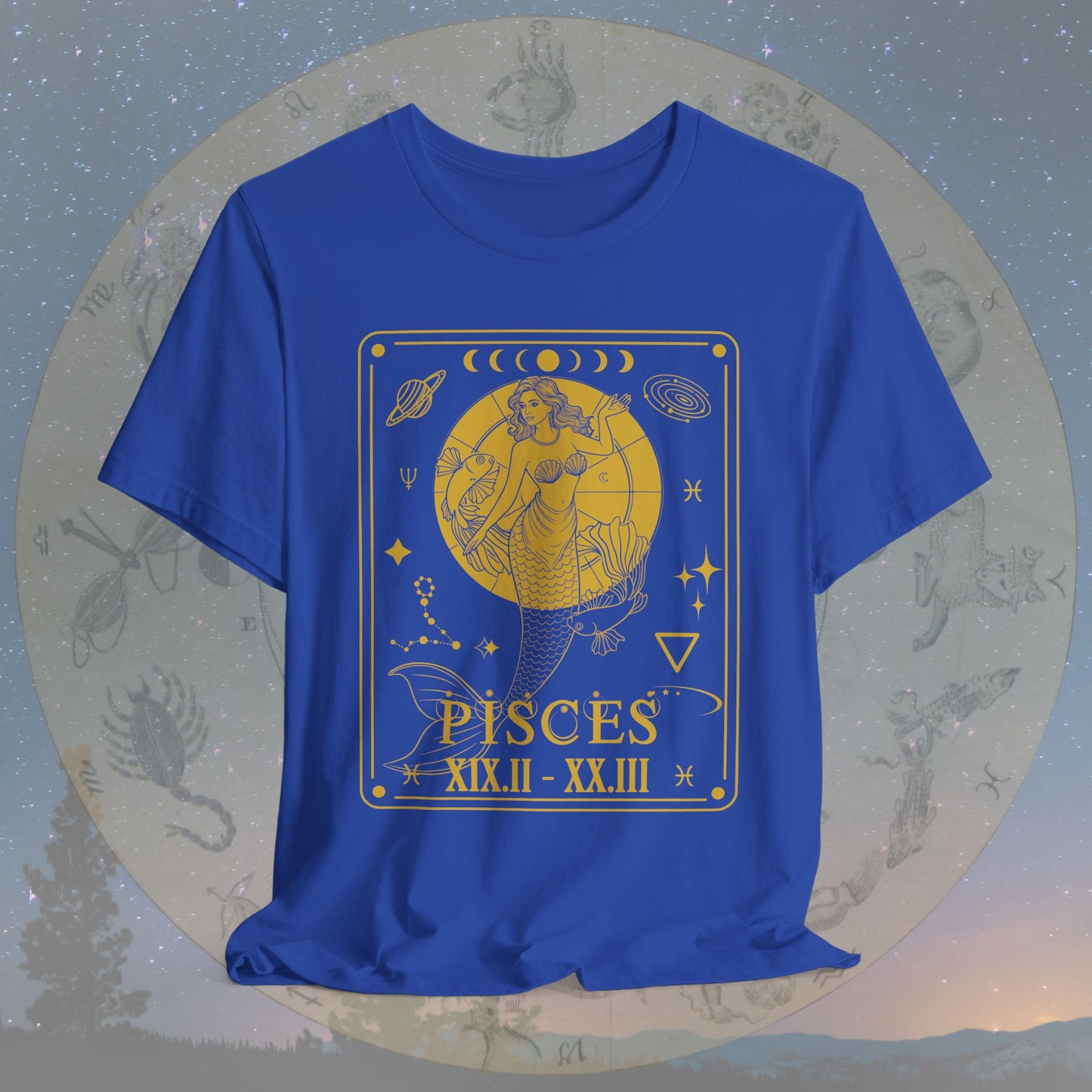 Pisces Zodiac Sign Roman Dates Tarot T-Shirt