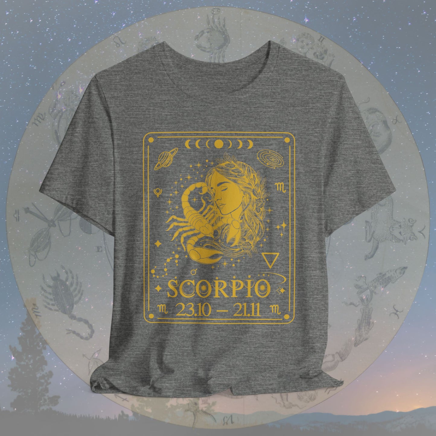 Scorpio Zodiac Sign Numeric Dates Tarot T-Shirt