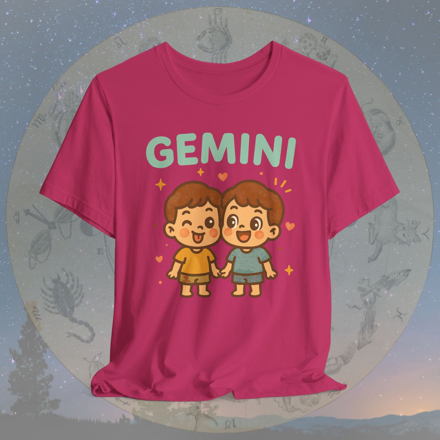 Kawaii Playful Gemini Zodiac Sign T-Shirt