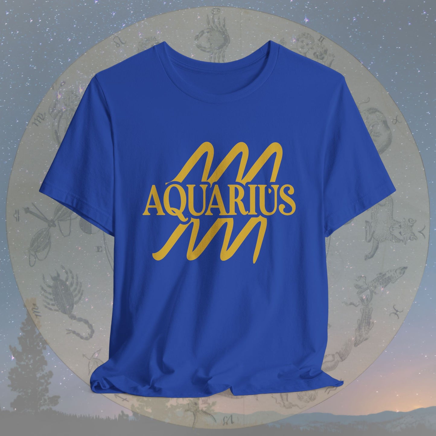 Aquarius Golden Zodiac Symbol T-Shirt