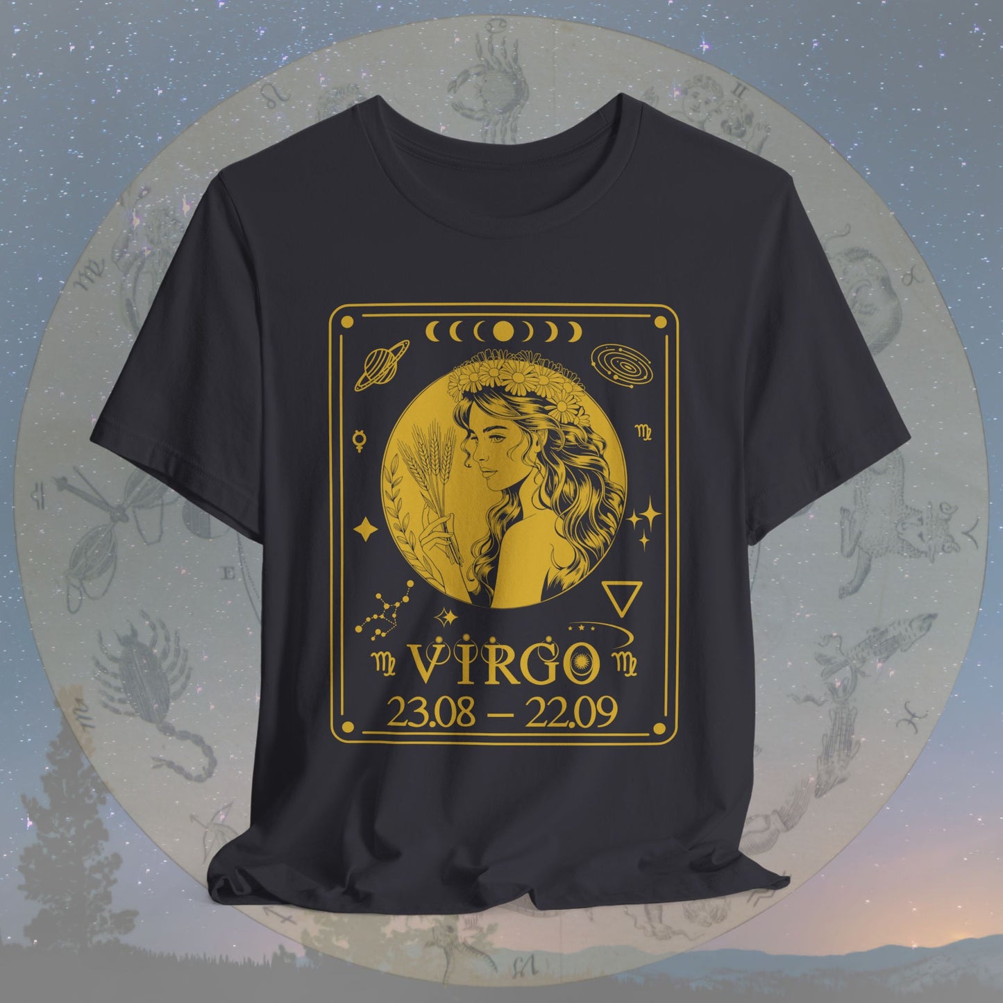 Virgo Zodiac Sign Numeric Dates Tarot T-Shirt