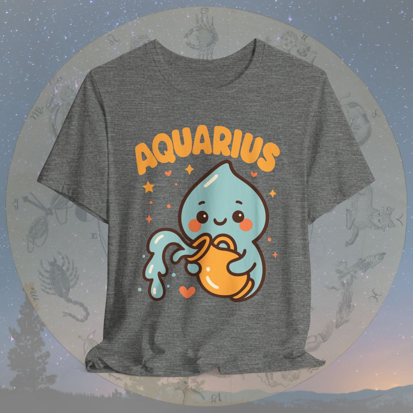 Cute Kawaii Aquarius Zodiac Sign T-Shirt