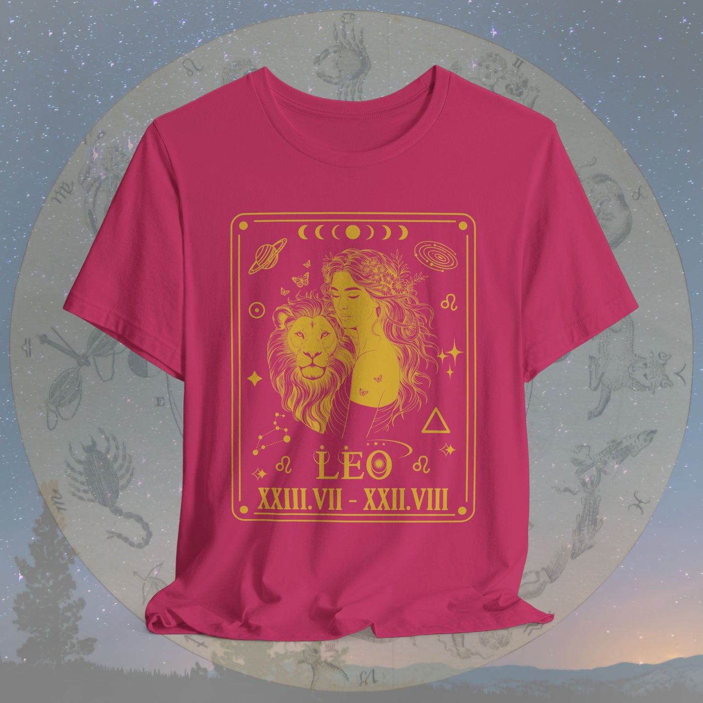 Leo Zodiac Sign Roman Dates Tarot T-Shirt
