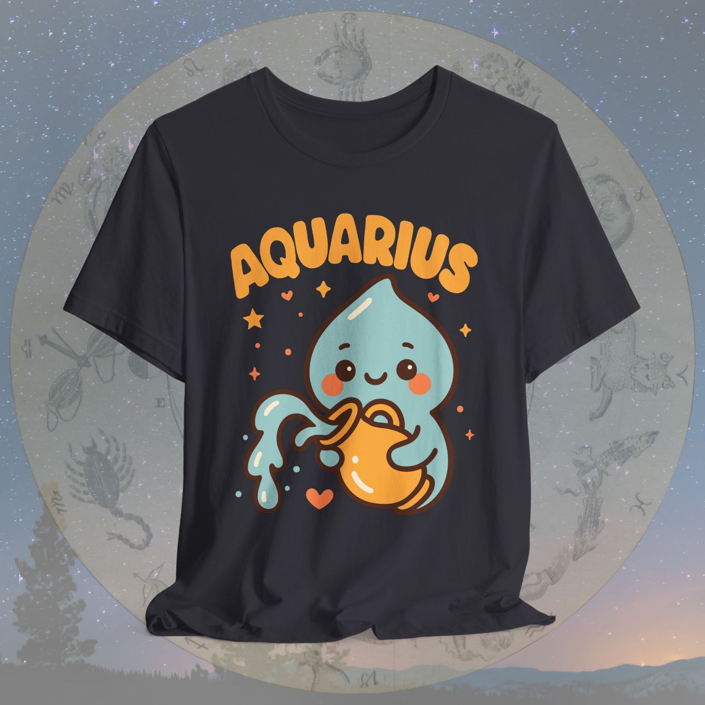 Cute Kawaii Aquarius Zodiac Sign T-Shirt