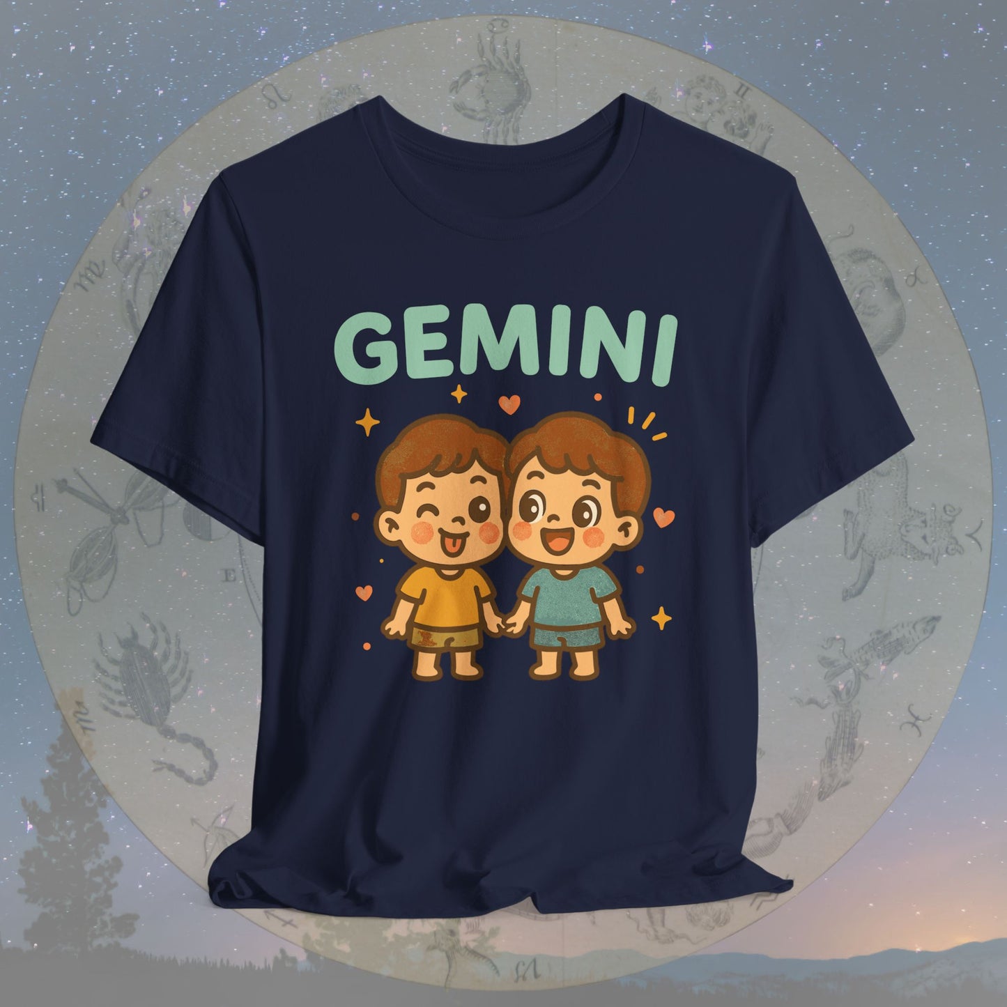 Kawaii Playful Gemini Zodiac Sign T-Shirt
