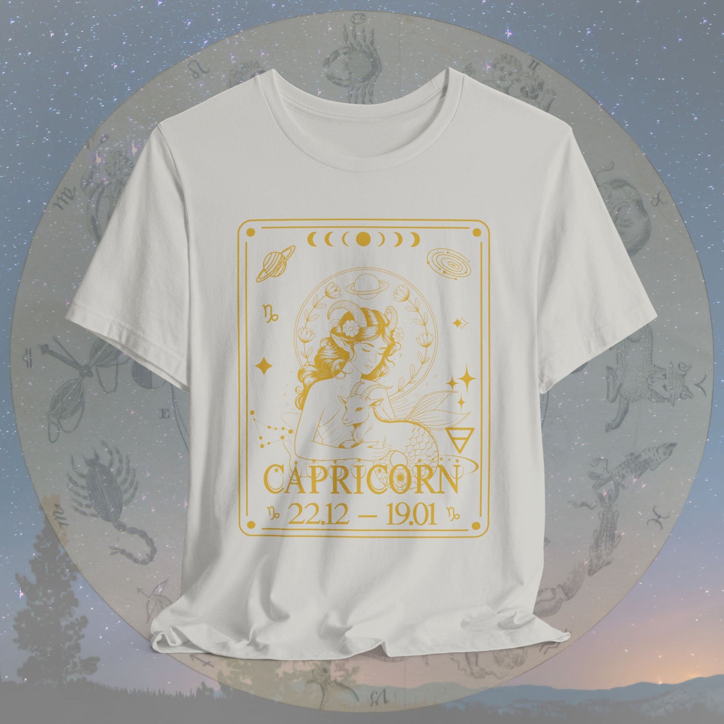 Capricorn Zodiac Sign Numeric Dates Tarot T-Shirt