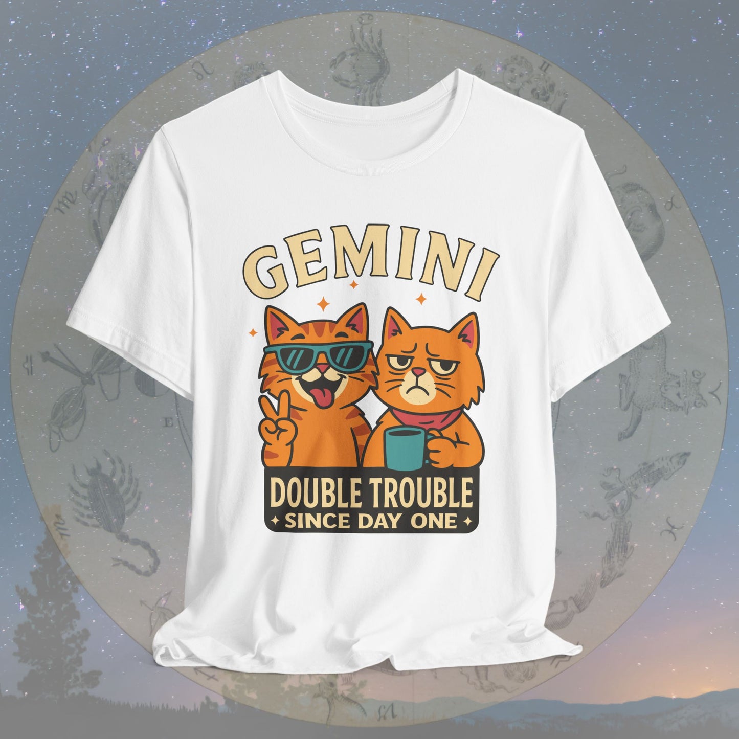 Funny Gemini Double Trouble Cat T-Shirt