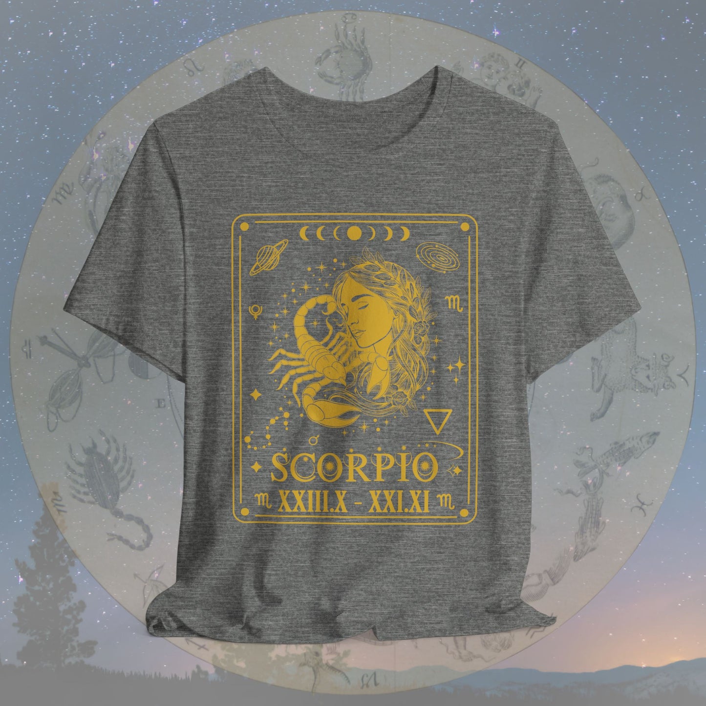 Scorpio Zodiac Sign Roman Dates Tarot T-Shirt